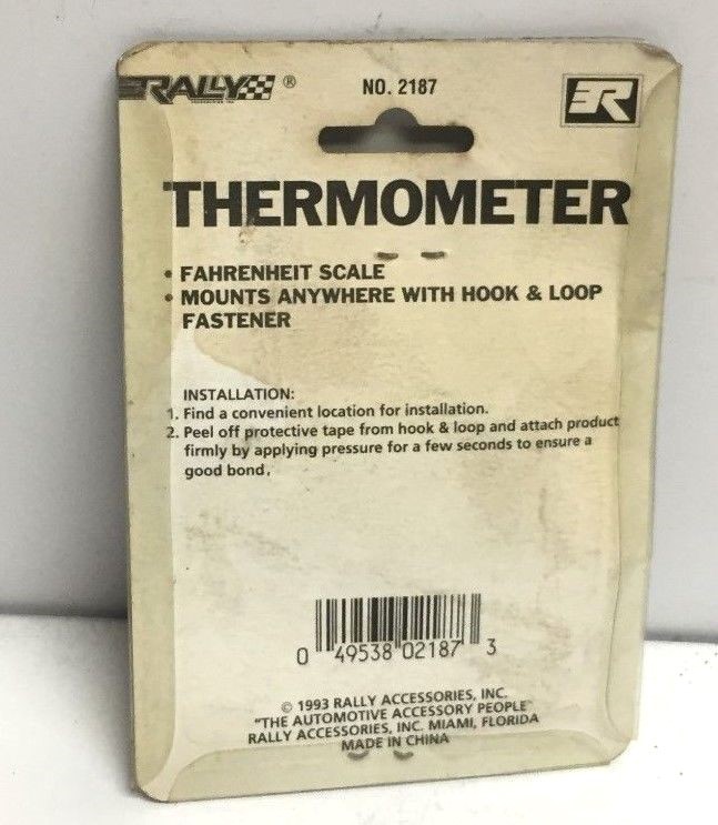 RALLY 2187 THERMOMETER MOUNTS ANYWHERE W /HOOK & LOOP FASTENER FAHRENHEIT SCALE