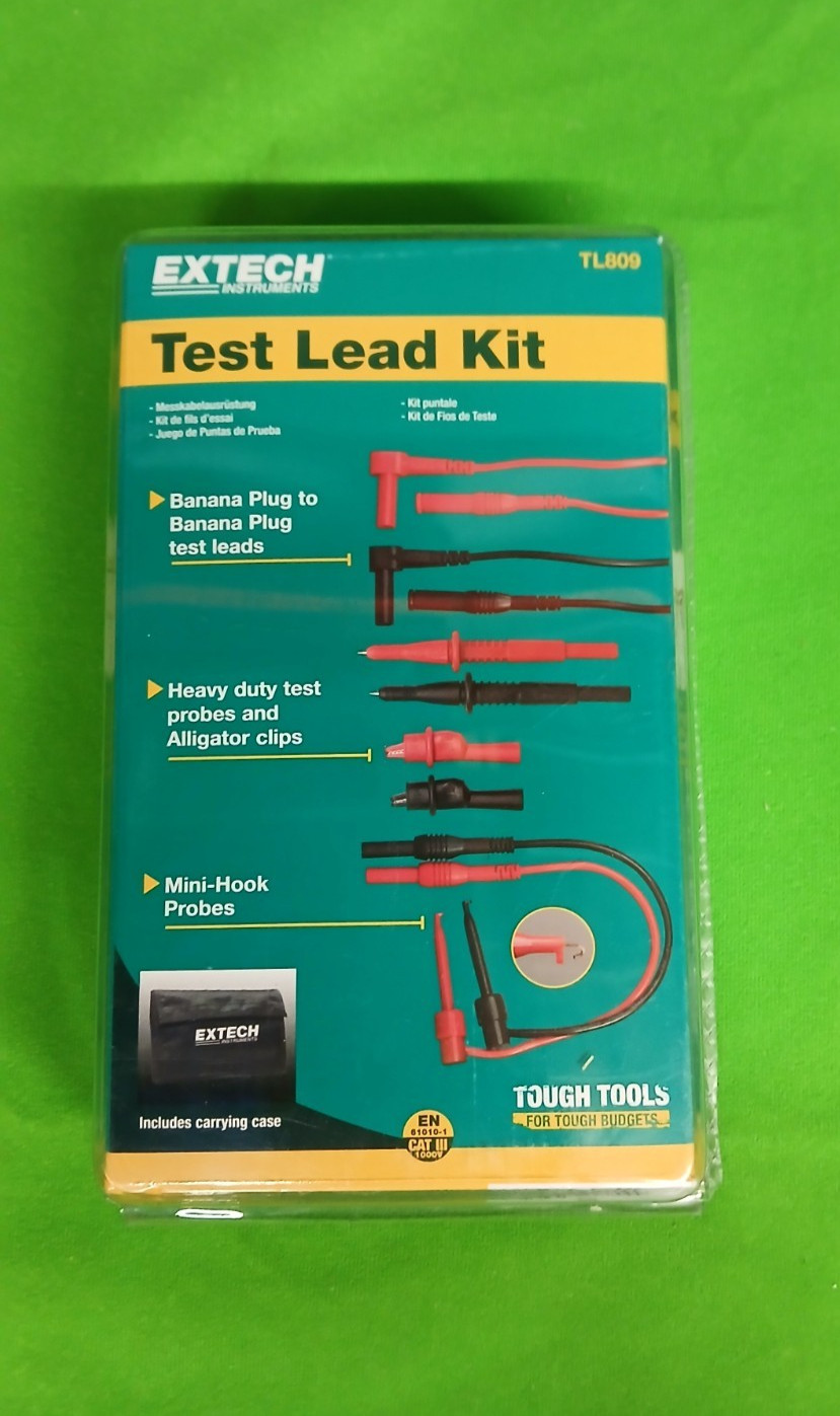 Extech TL809 Electronic Test Lead Kit 8-Piece CAT III 1000V Multimeter Probe Set