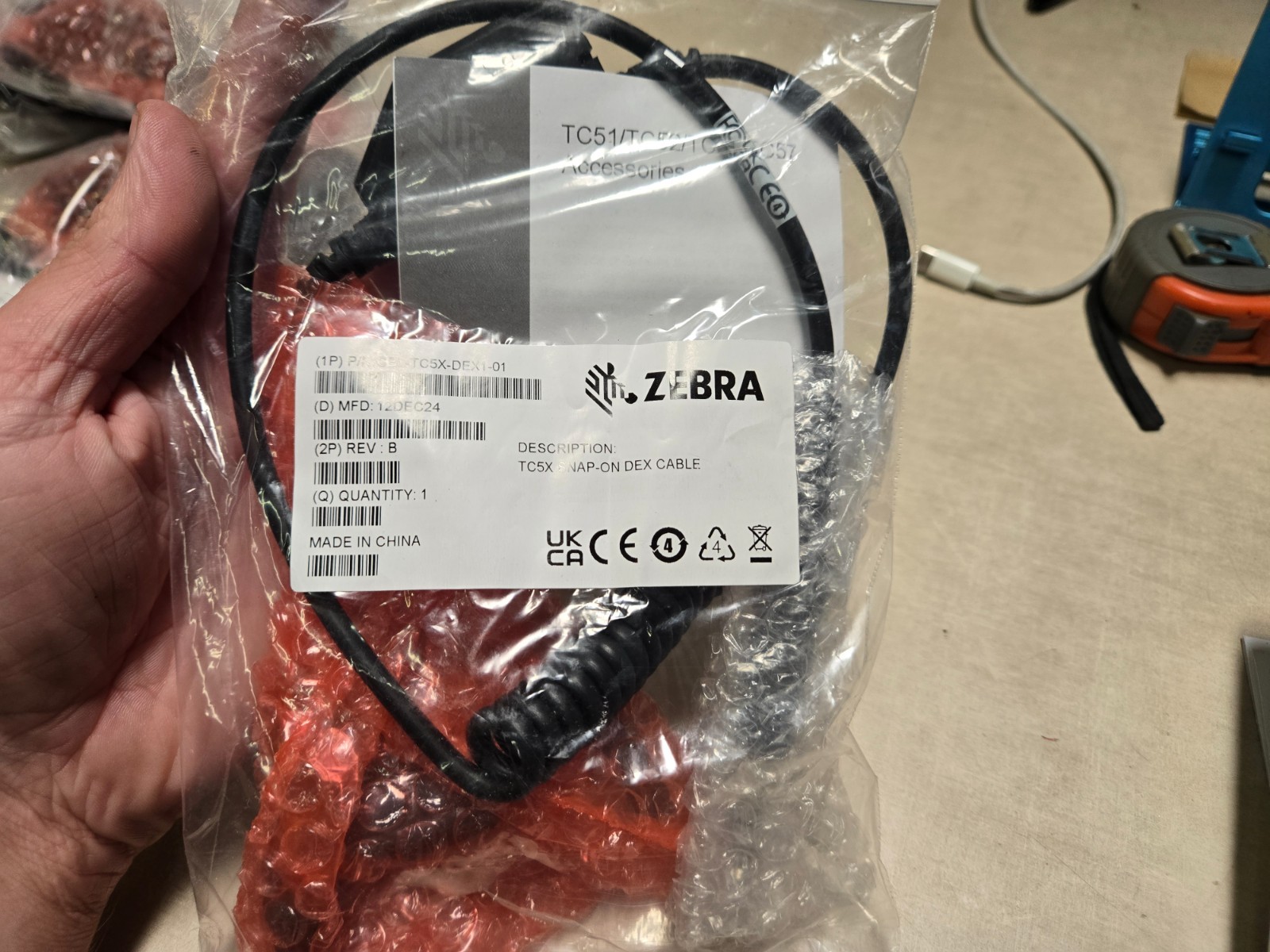 GENUINE ZEBRA TC5X Snap-on Dex Cable CBL-TC5X-DEX1-01 NOB