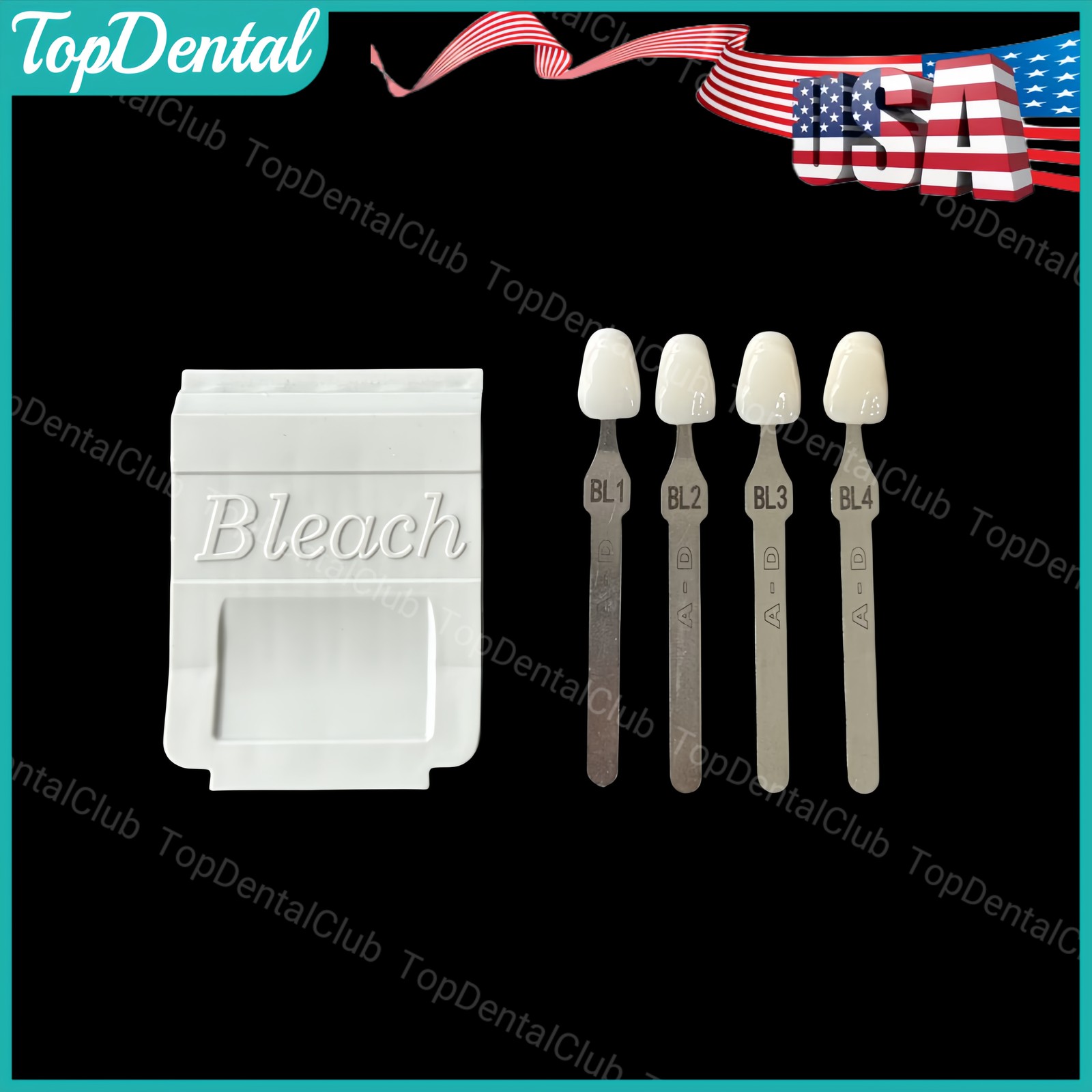 USA Dental Bleach Shade Guide BL1/2/3/4 4Colors Bleached Chart Teeth Based Vita