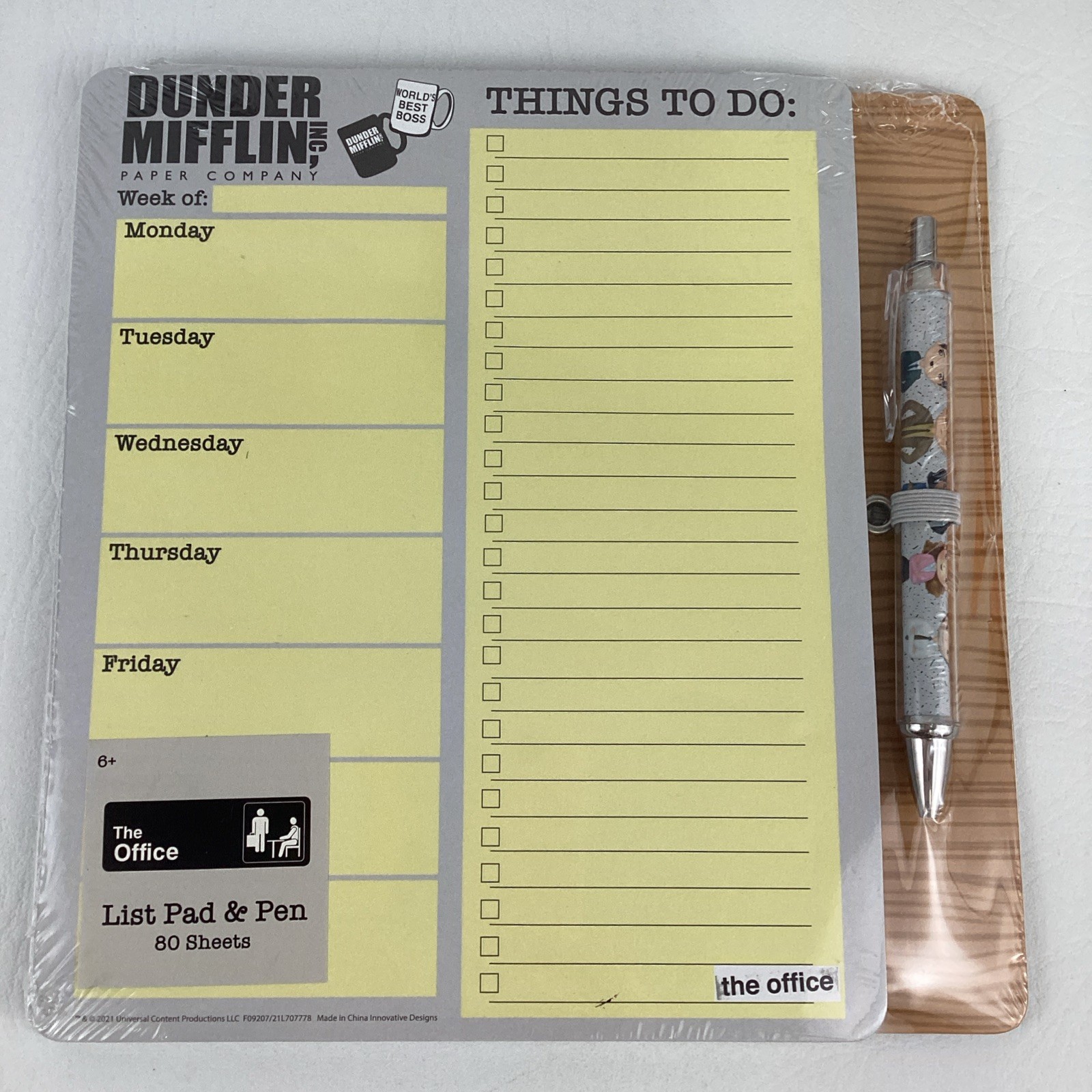 The Office List Pad Pen Set Dundler Mifflin Daily Planner Stationary Notepad