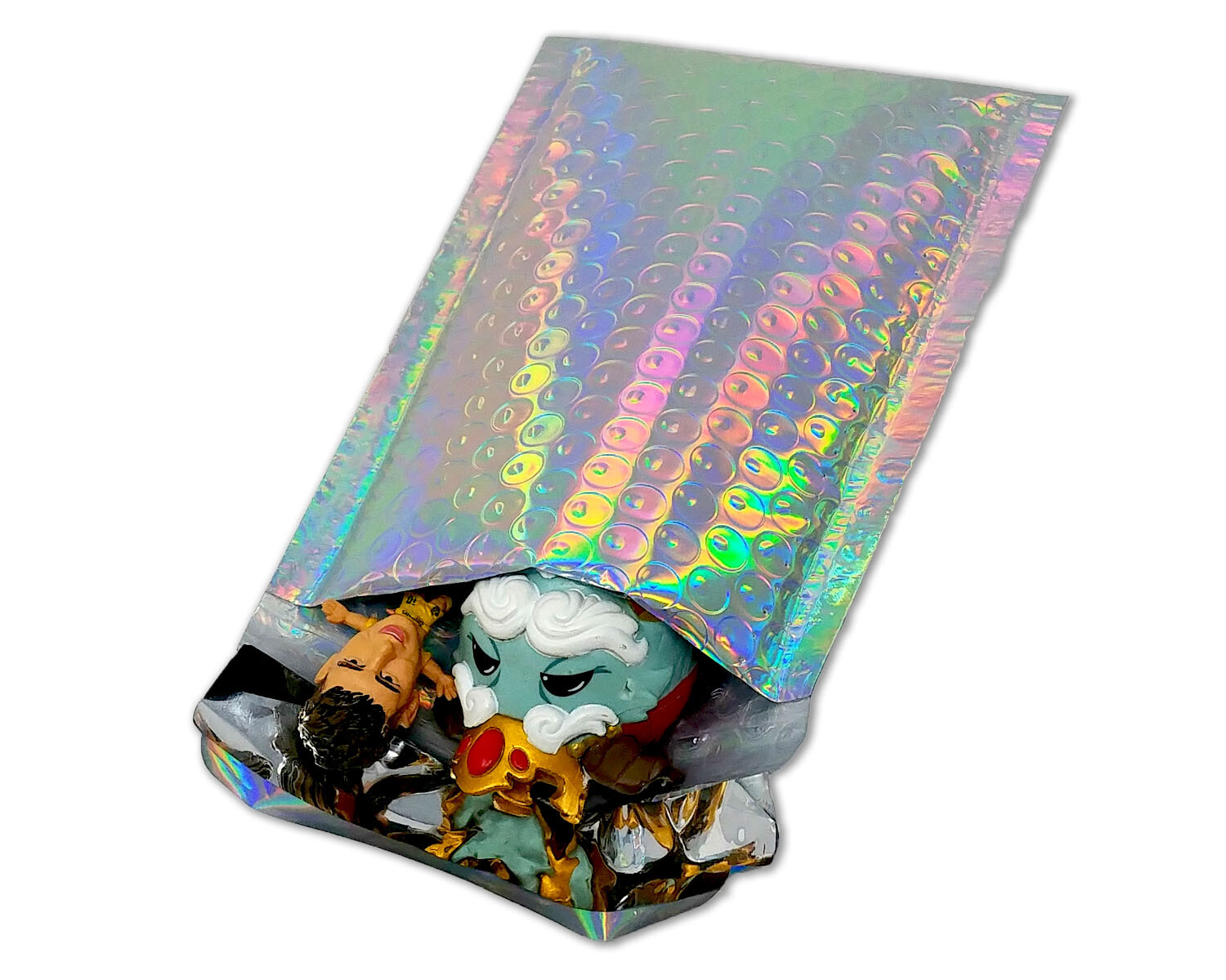4X8 Metallic Bubble Mailers,Teal, Holographic Padded Shipping Mailing Envelopes