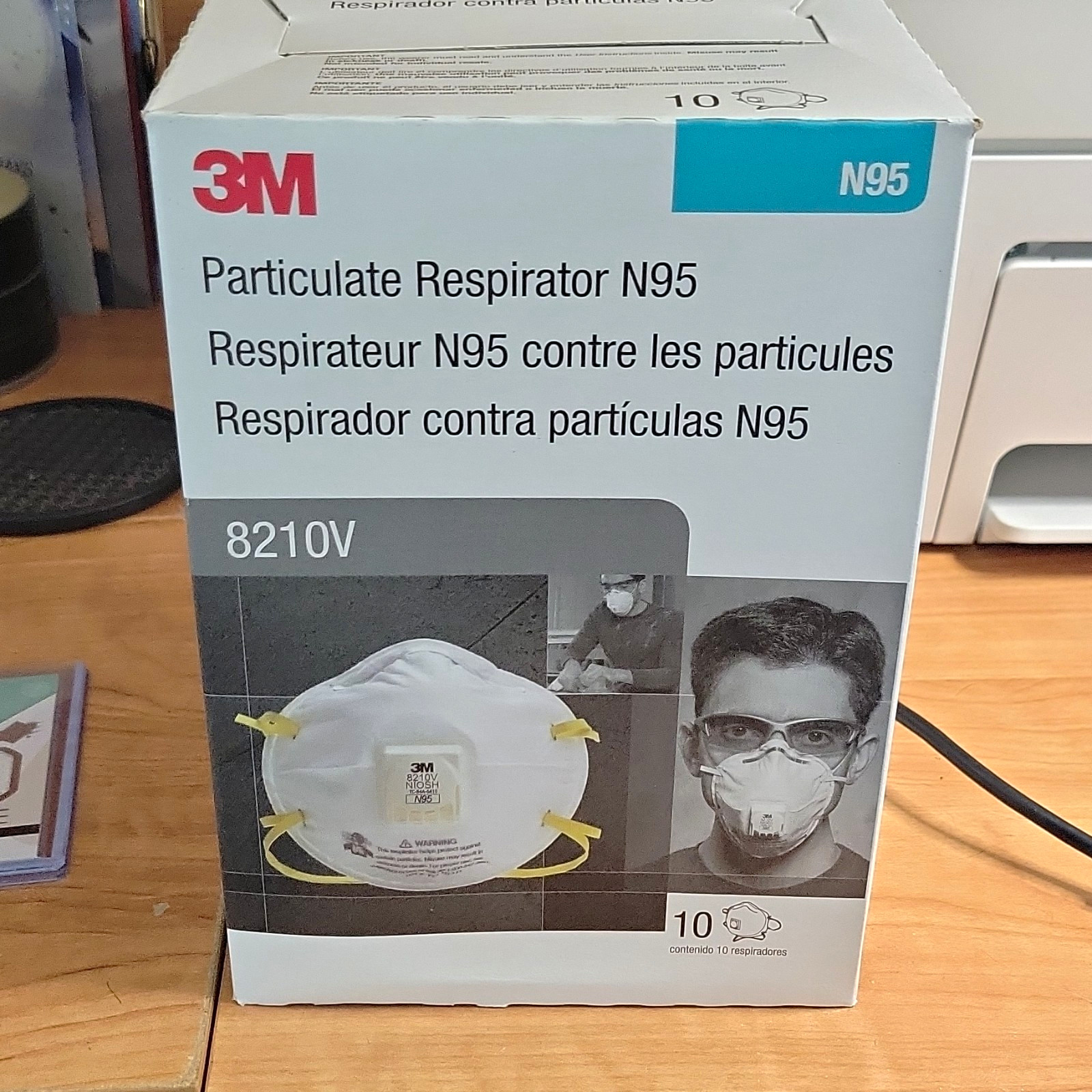 3M 8210V N95 Particulate Respirator with Valve, Model/MPN 8210V, 10 Pack