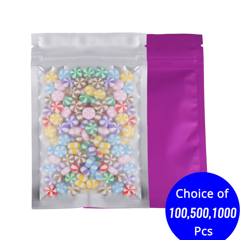 3.25x5in Frosted Clear Front Matte Purple Back Foil Mylar Zip lock Bag P09