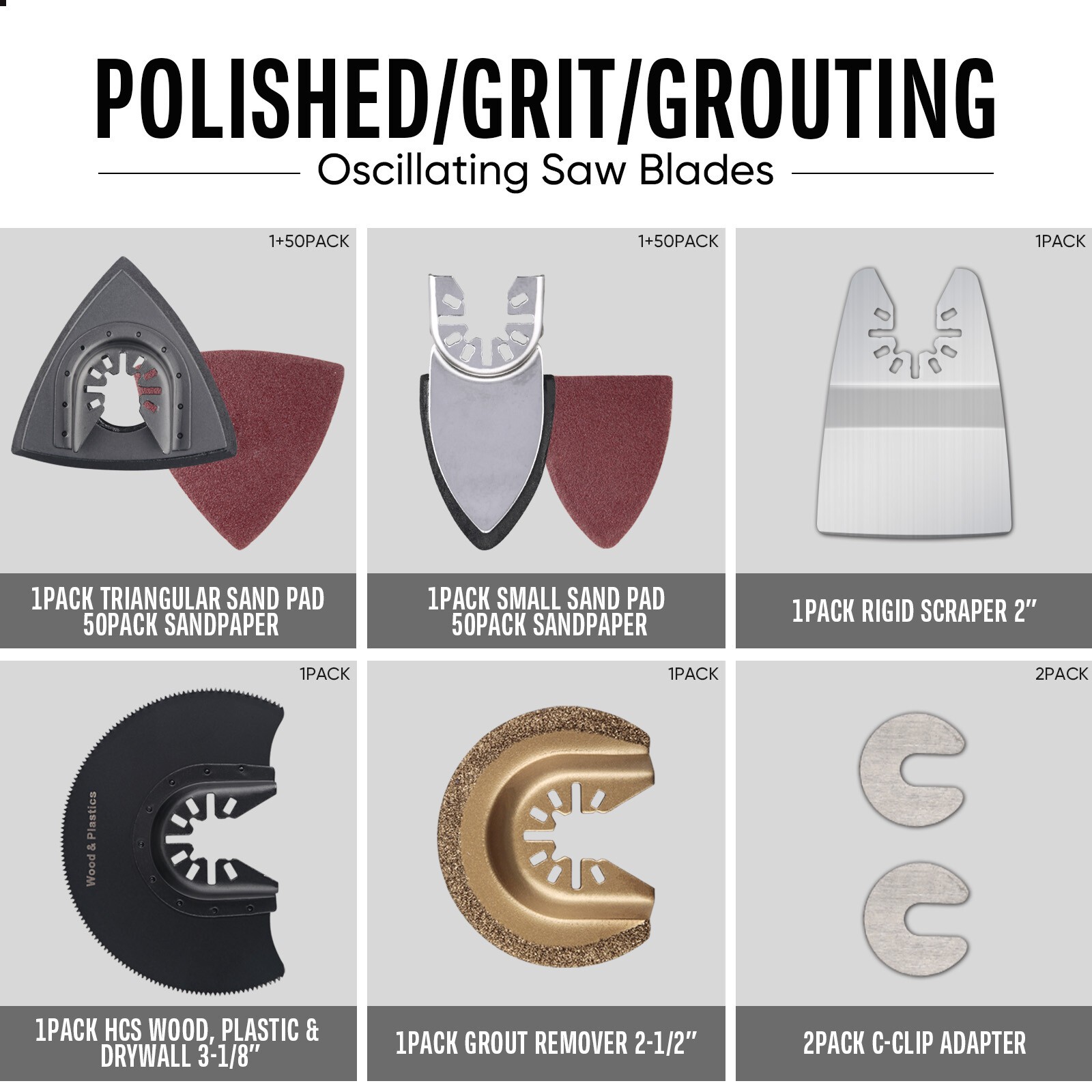 230PC Oscillating Saw Blades Multi Tool Cutter Metal Steel Carbon Wood Sandpaper