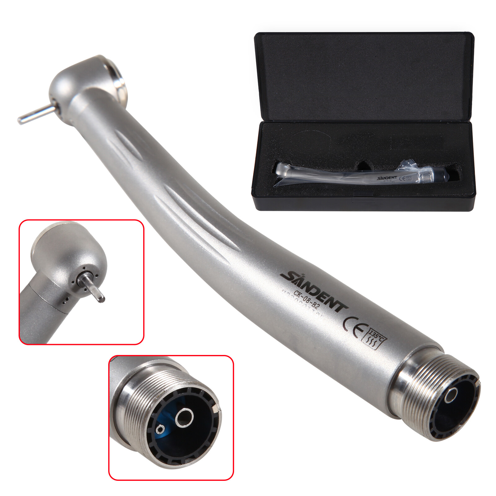 Dental High Speed Handpiece Ceramic Bearing Push Button 2 Holes Single Way Spray