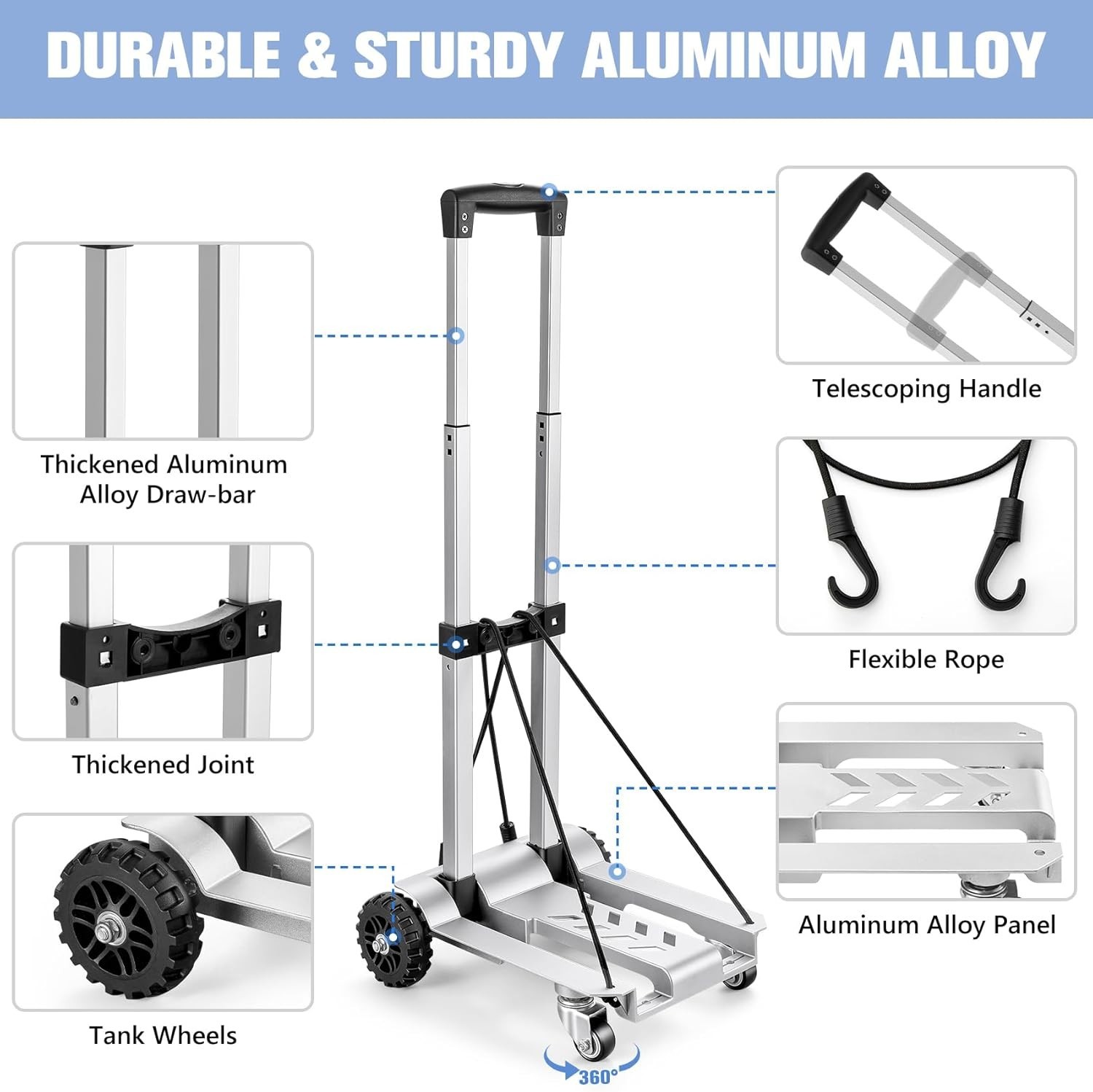 Durable 270LB Utility Luggage Cart – Foldable with No Assembly Required