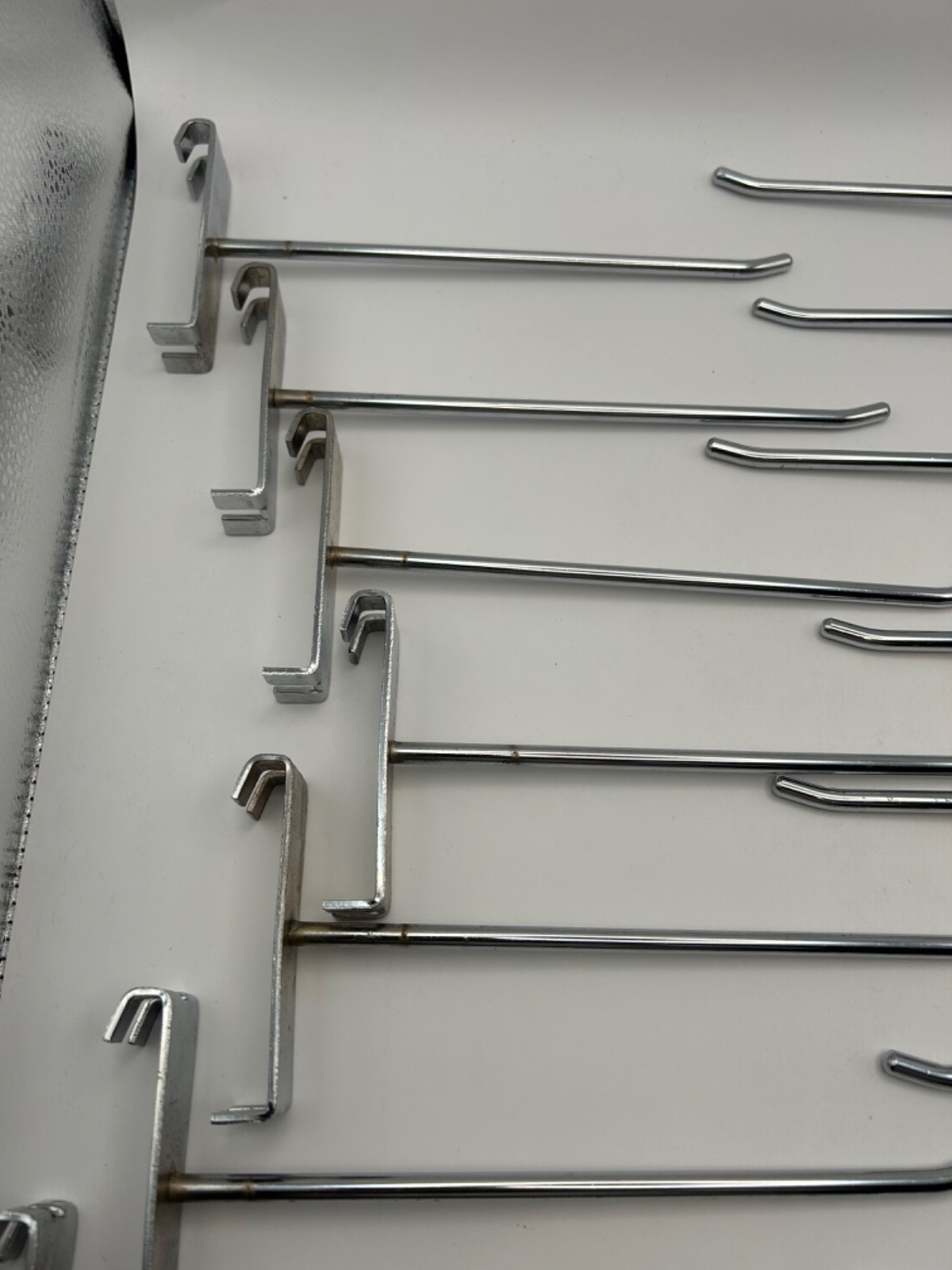 14 Chrome Retail Display Hooks Grid Wall Wire Panel Store Fixture Hook Hangers