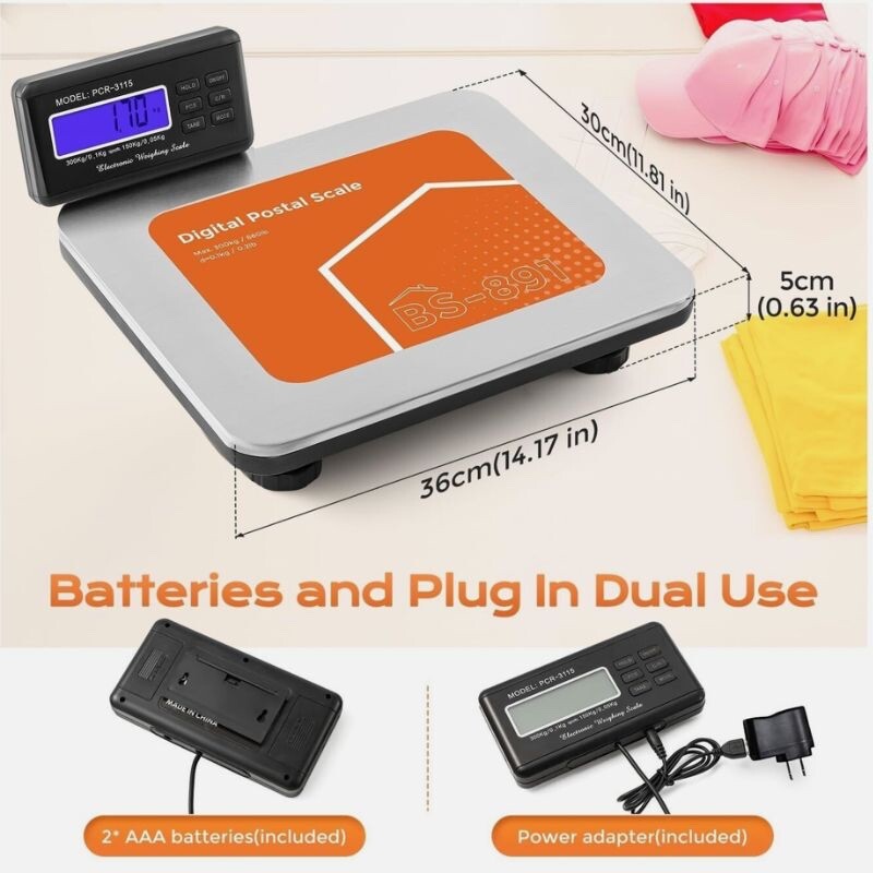 Postal Scale Digital 300kg/660lb Capacty, switchable kg,oz,lb,LCD Display New