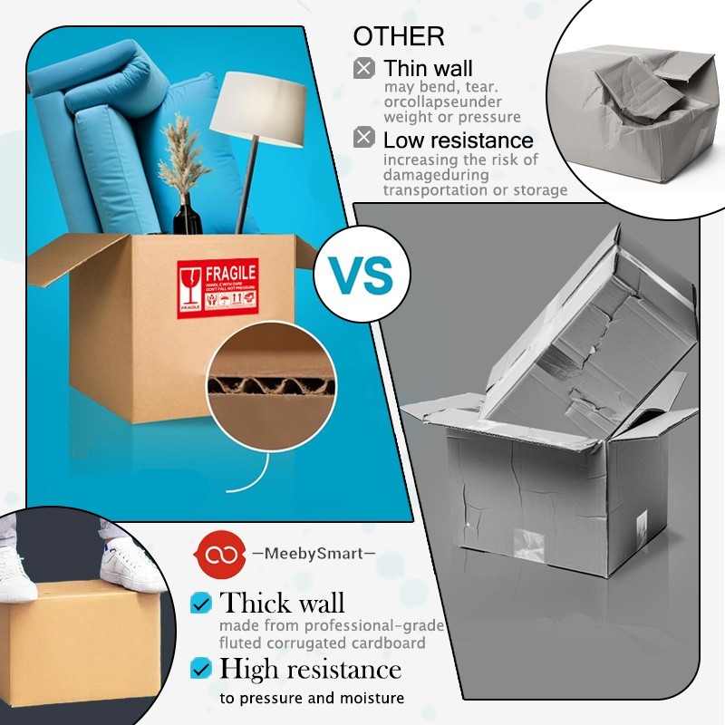 Corrugated Cardboard Shipping Box 12 x 10 x 8 in (6 pieces + 12 Fragile Labels)