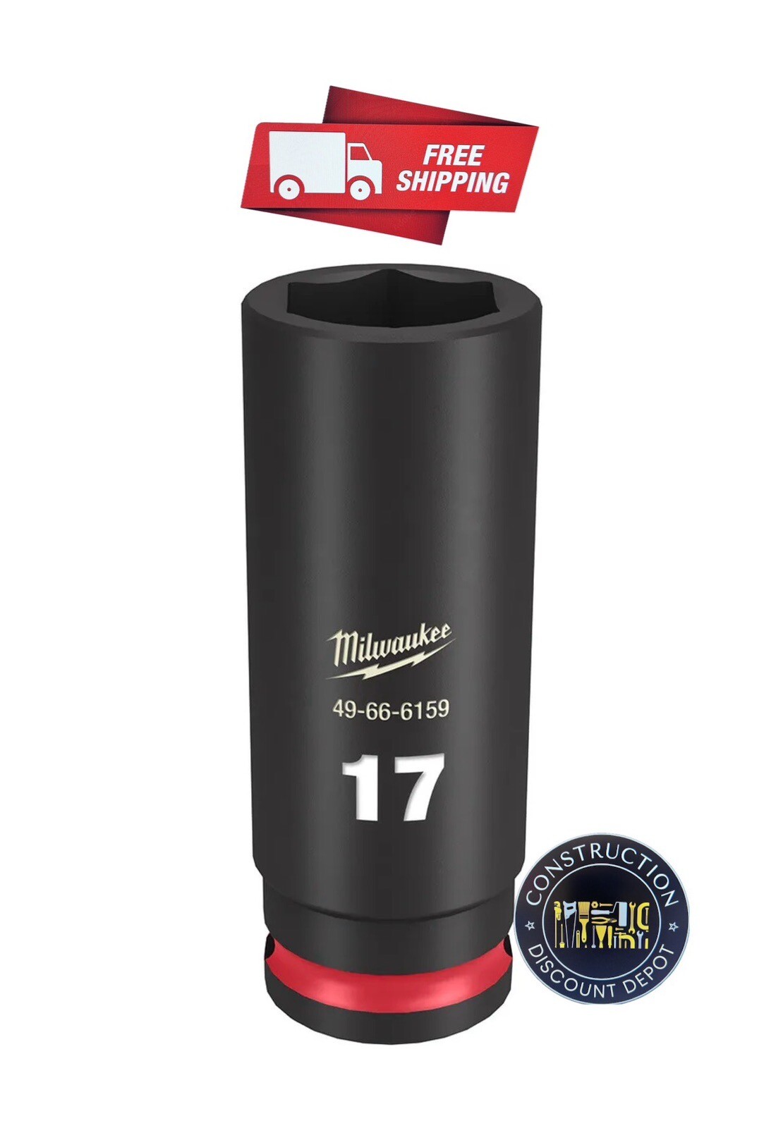 Milwaukee 49-66-6159 SHOCKWAVE Impact Duty 3/8 Drive 17mm Deep 6 Point Socket