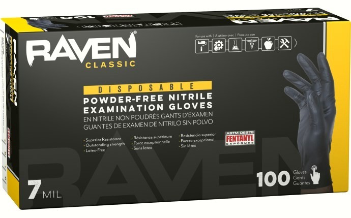 SAS 66518 Raven Powder-Free Black Nitrile Gloves LARGE ( 10 Boxes of 100 )