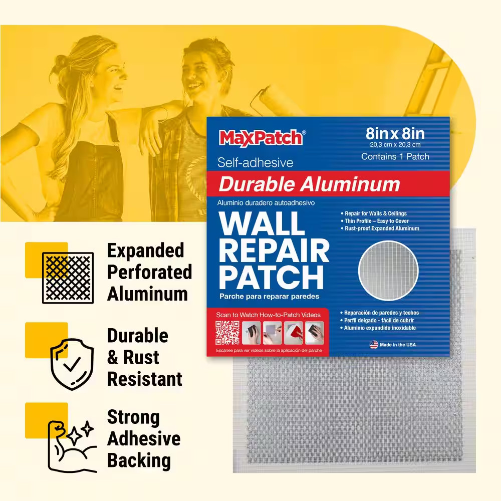 Wall Repair Patch 4x4in 3 Pack MaxPatch Aluminum Self Adhesive Drywall Repair