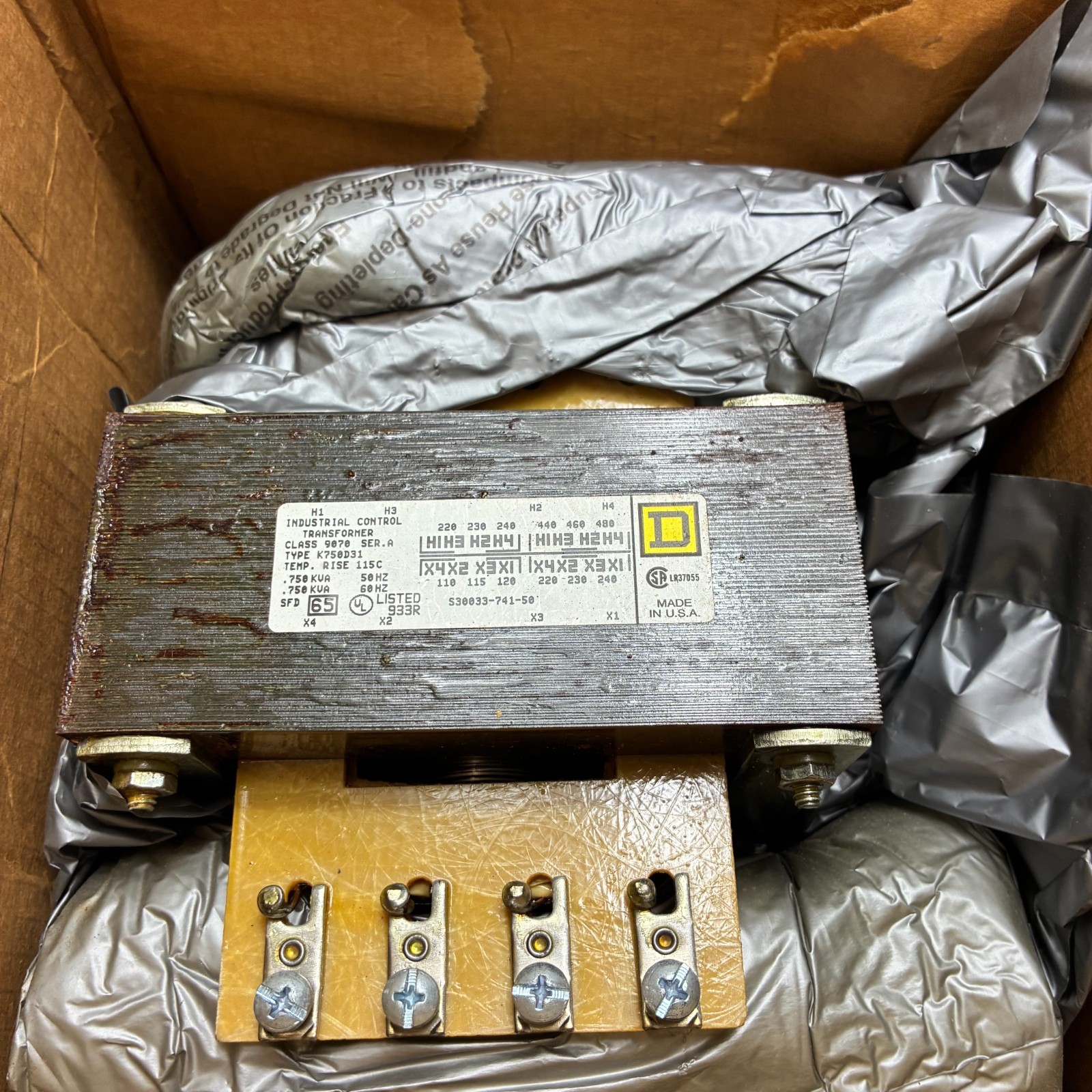 SQUARE D 9070 K750D31 INDUSTRIAL CONTROL TRANSFORMER 110/220V 50/60HZ