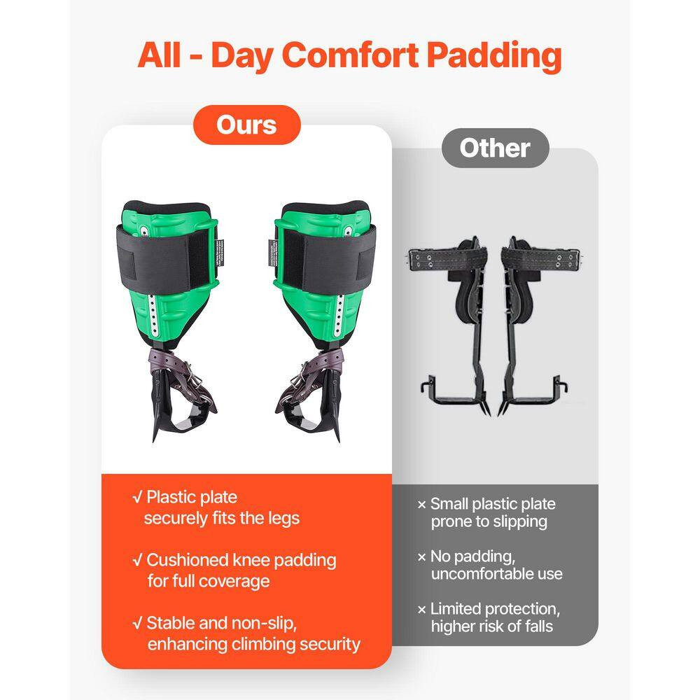 Tree Climbing Spikes Set, Adjustable Steel Spurs with Straps & Protectors, 350 L