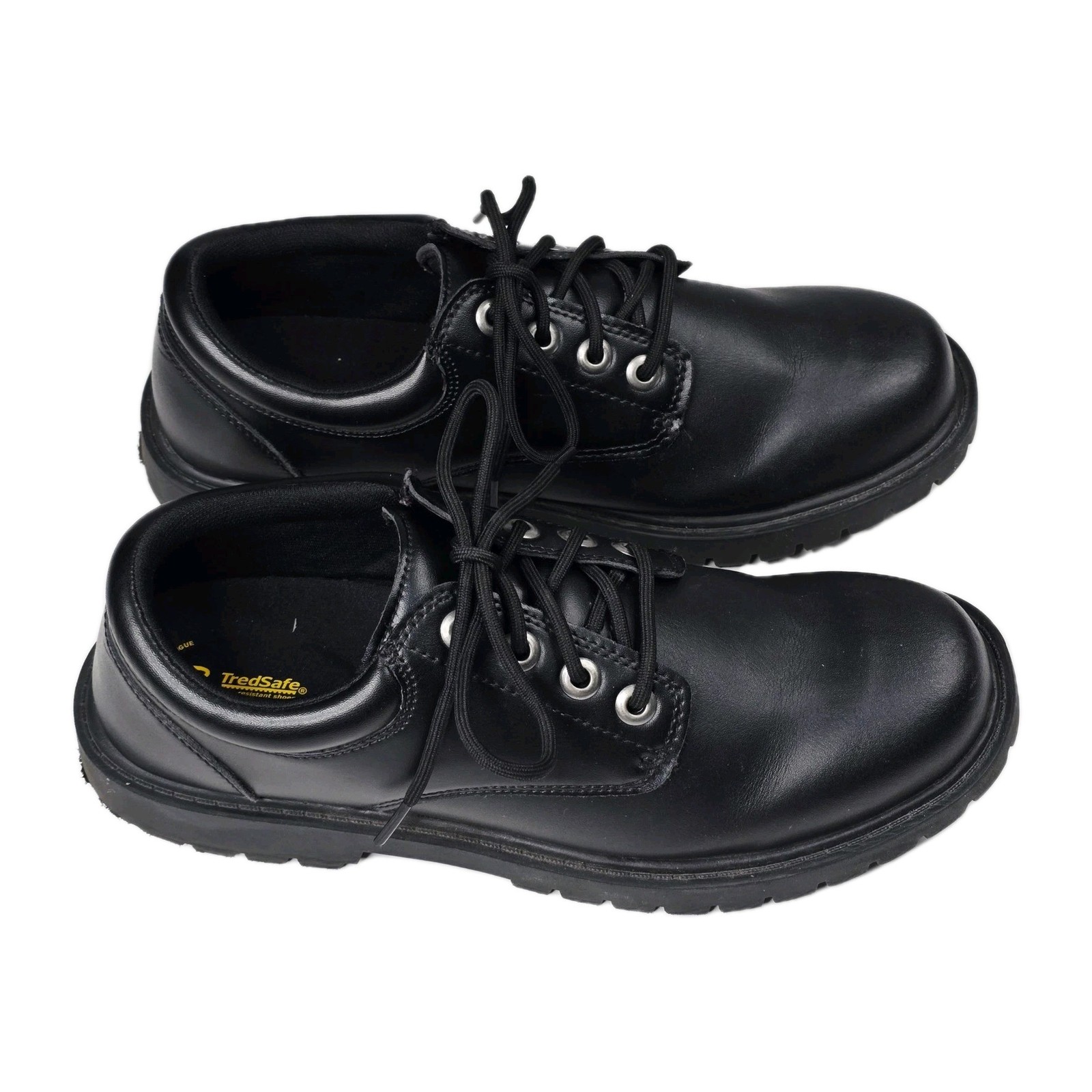 TredSafe Mens Black Leather Lace Up Oil Slip Resistant Work Shoes Size 9.5