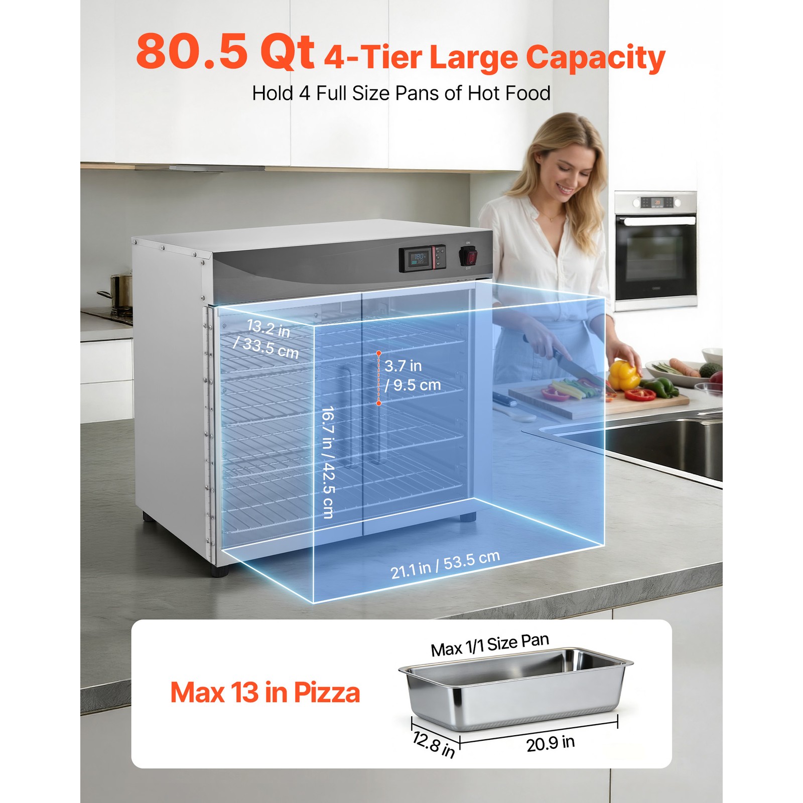 Uimoso 4 Tiers Hot Box Food Warmer Electric Food Warmer Cabinet and Dual Doors