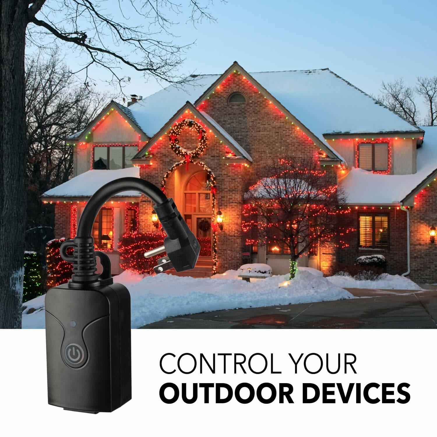 HBN Outdoor 3-Prong Outlet Weatherproof with 100ft Wireless Remote Control Kit