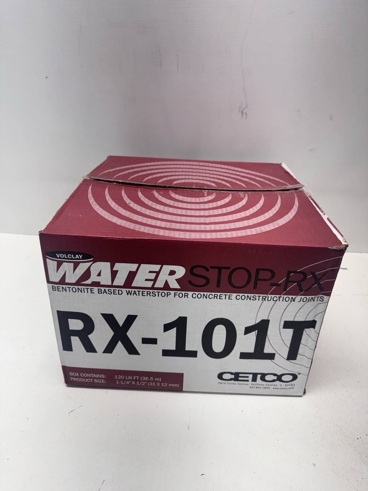 Volclay WaterStop Rx 101 Expanding Concrete Joint Waterstop Bentonite Based Seal