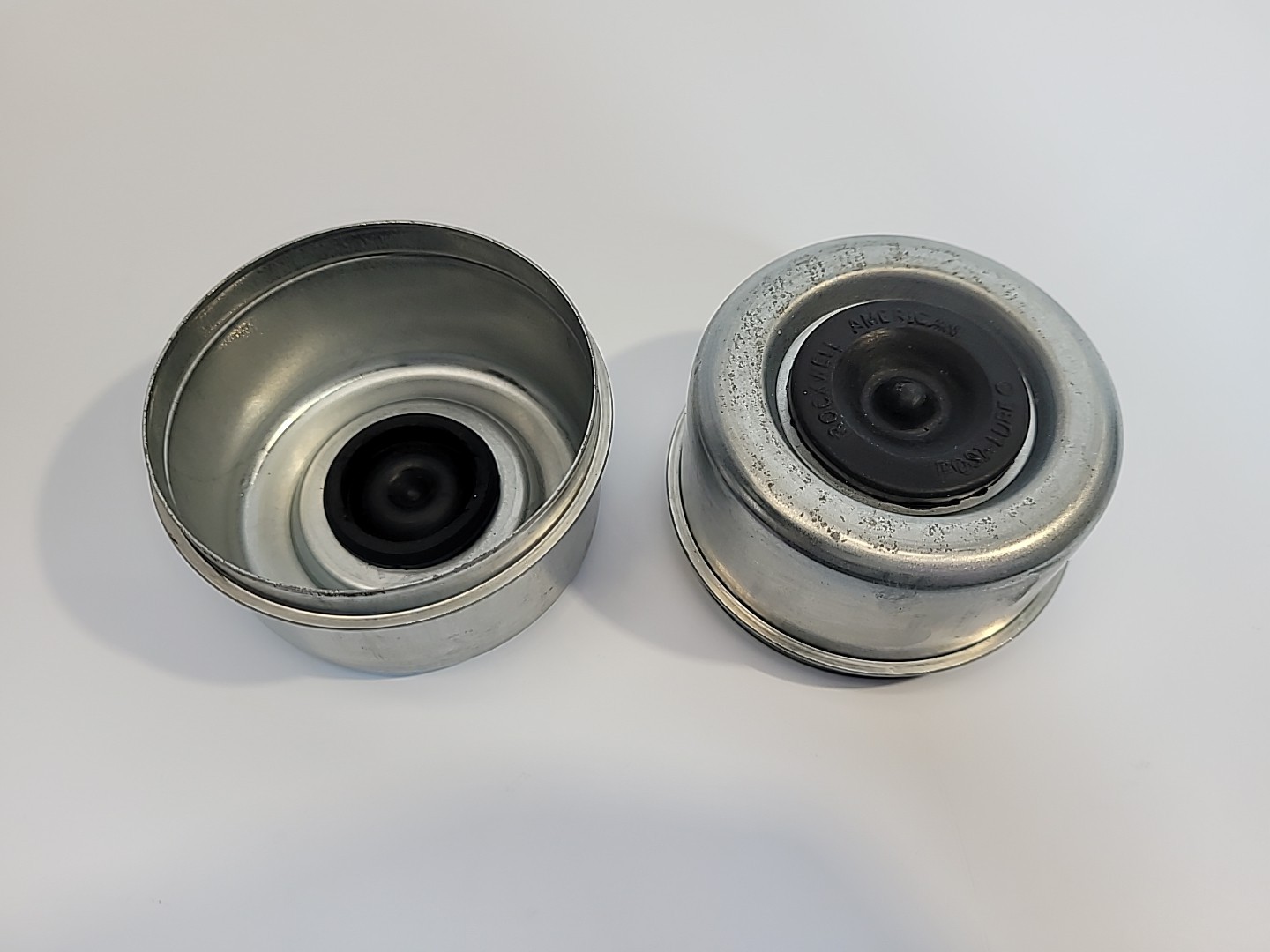 2 Trailer Axle Hub 8 Lug EZ Lube Drive in Dust Cap w/ Removable Grommet 2.72″ OD