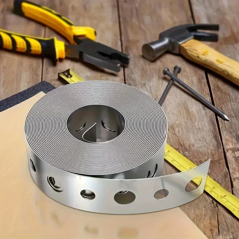 1Pcs Galvanized Steel Mounting Tape Pre-Punched Metal Support Strip – NEW