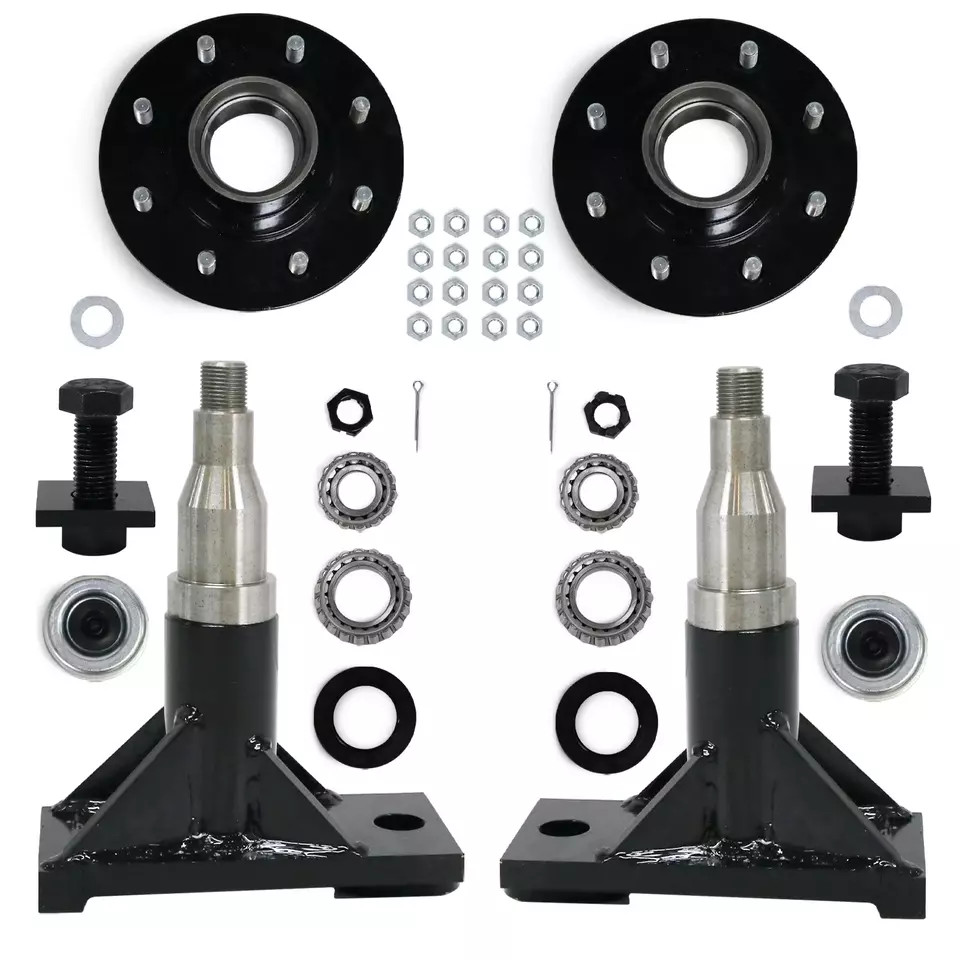 For 8 x 6.5 Lug 8000LB Shipping Container Wheels Steel Bolt-on Spindle Kit Black