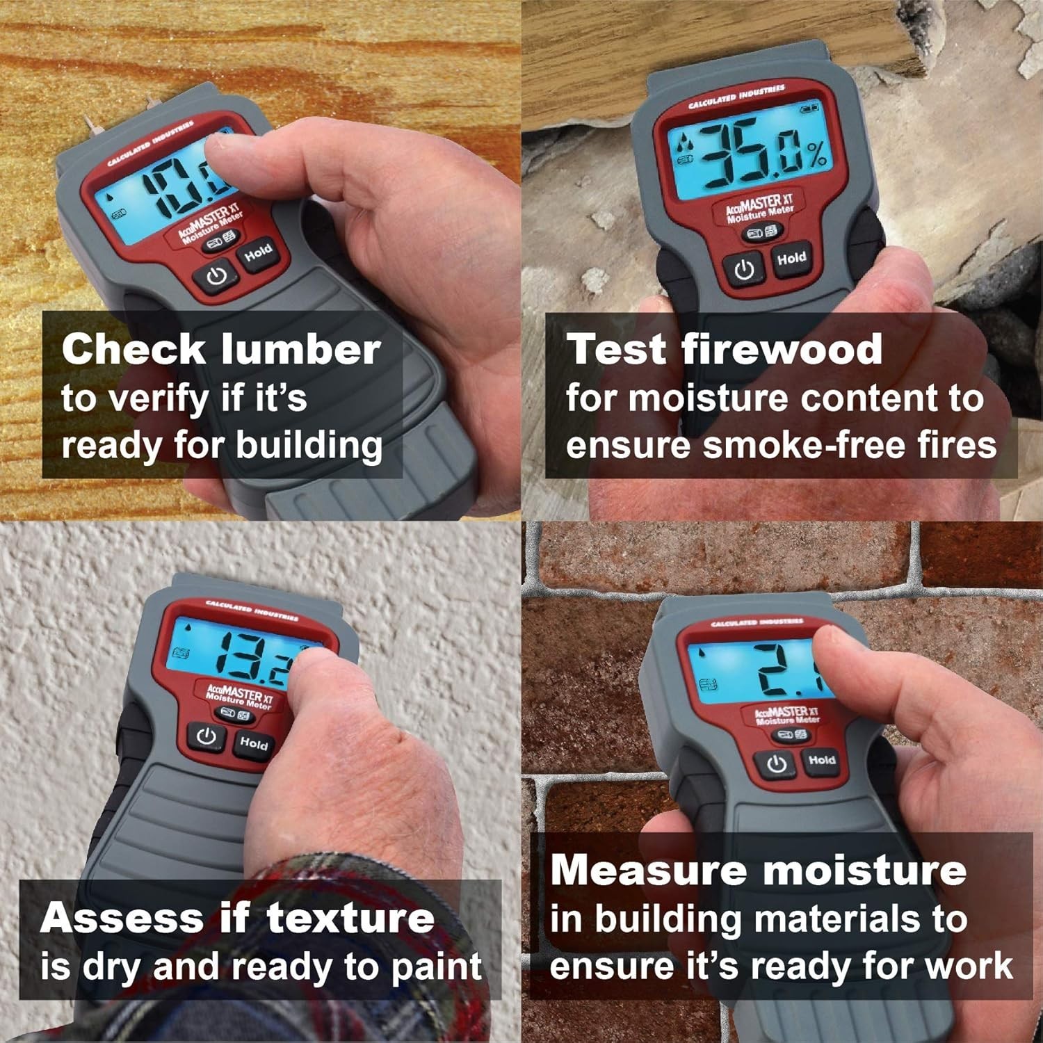 AccuMASTER XT Digital Moisture Meter | Handheld |Pin Type | Backlit LCD Displ…