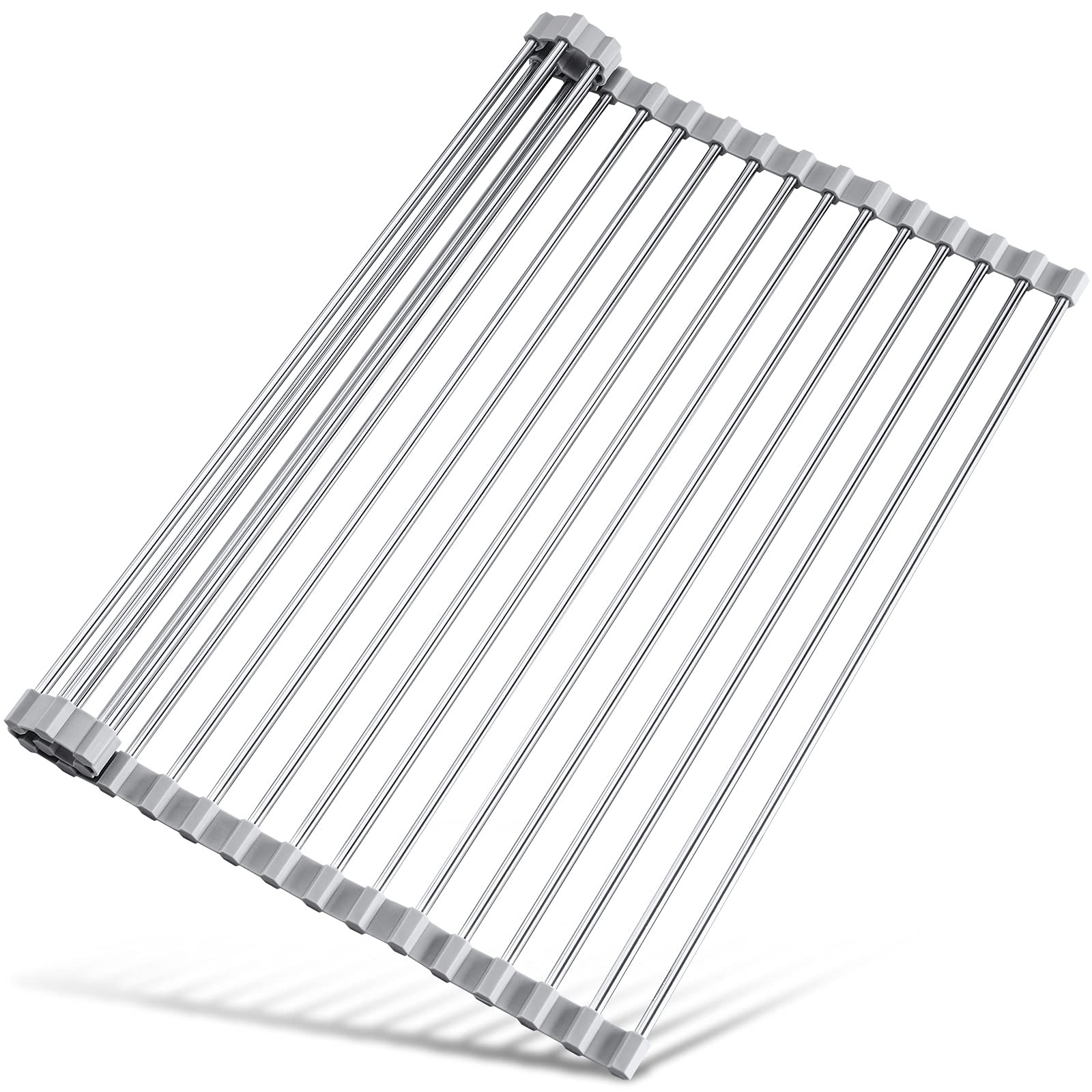 Tomorotec 17.7″ x 15.5″ Roll Up Dish Drying Rack Over 17.7 x 15.5 in, Gray