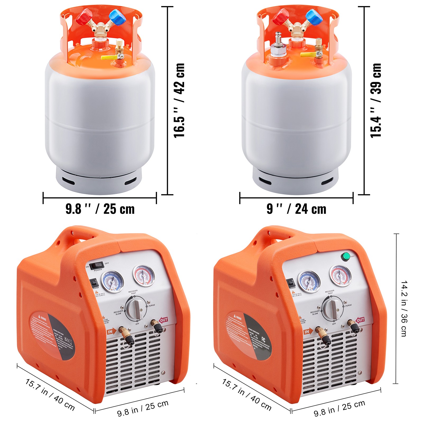 Refrigerant Recovery Reclaim 30/50lb Cylinder Tank 3/4/1HP Recovery Machine Unit