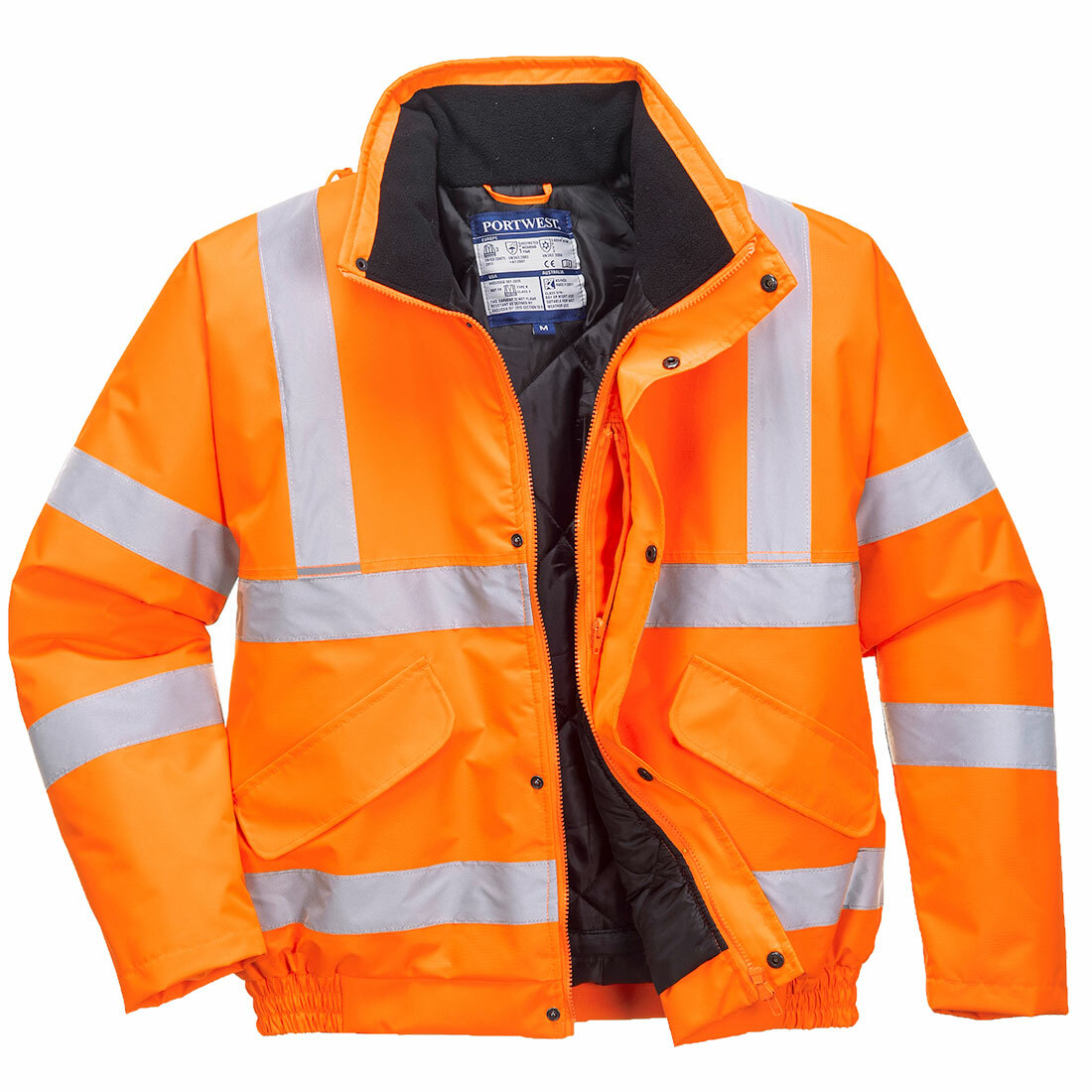 Portwest URT32 Hi Vis Reflective Safety Waterproof Hooded Bomber Jacket ANSI