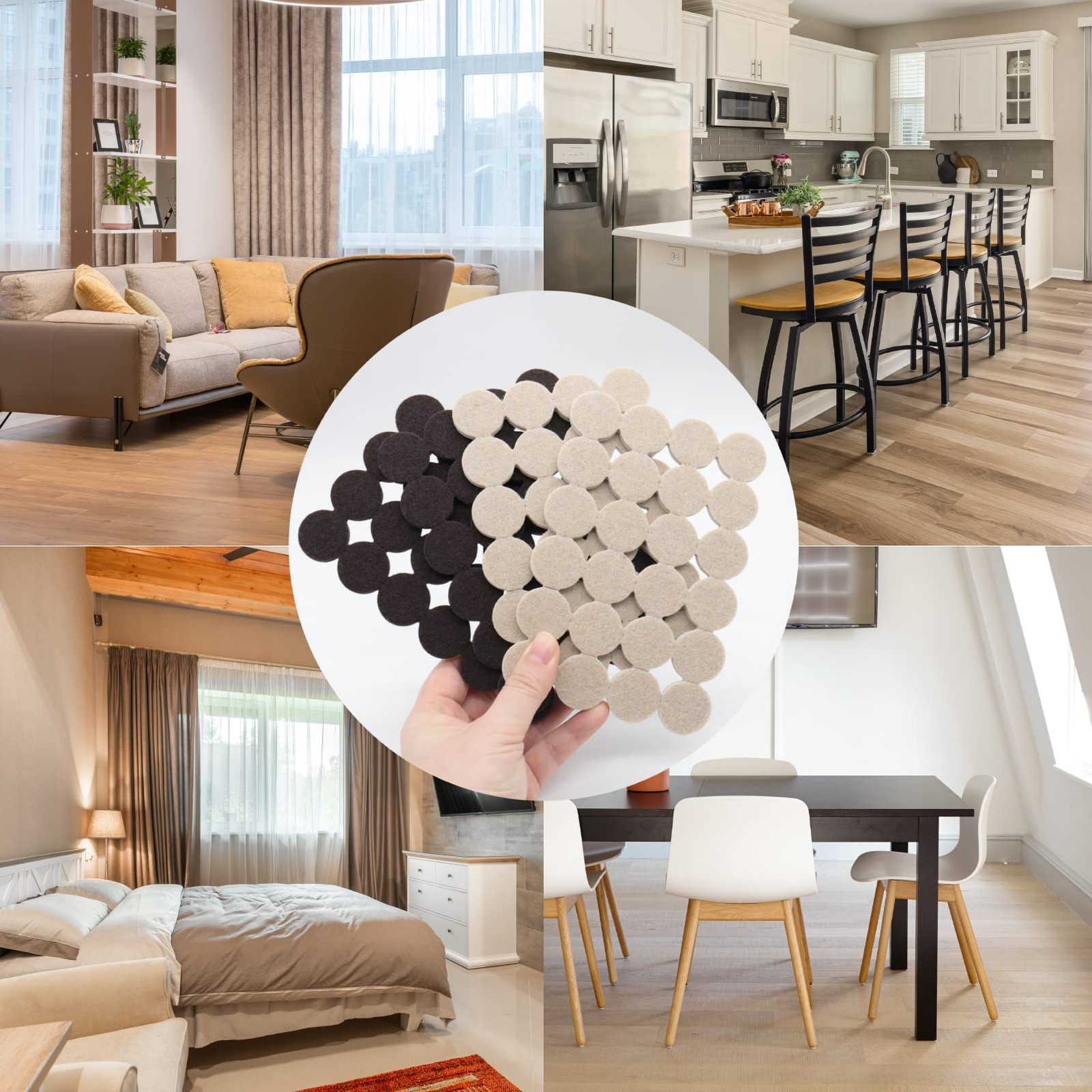 COVERCORNER Felt Furniture Pads for Hardwood 96PCS 1 inch Round Beige, Beige