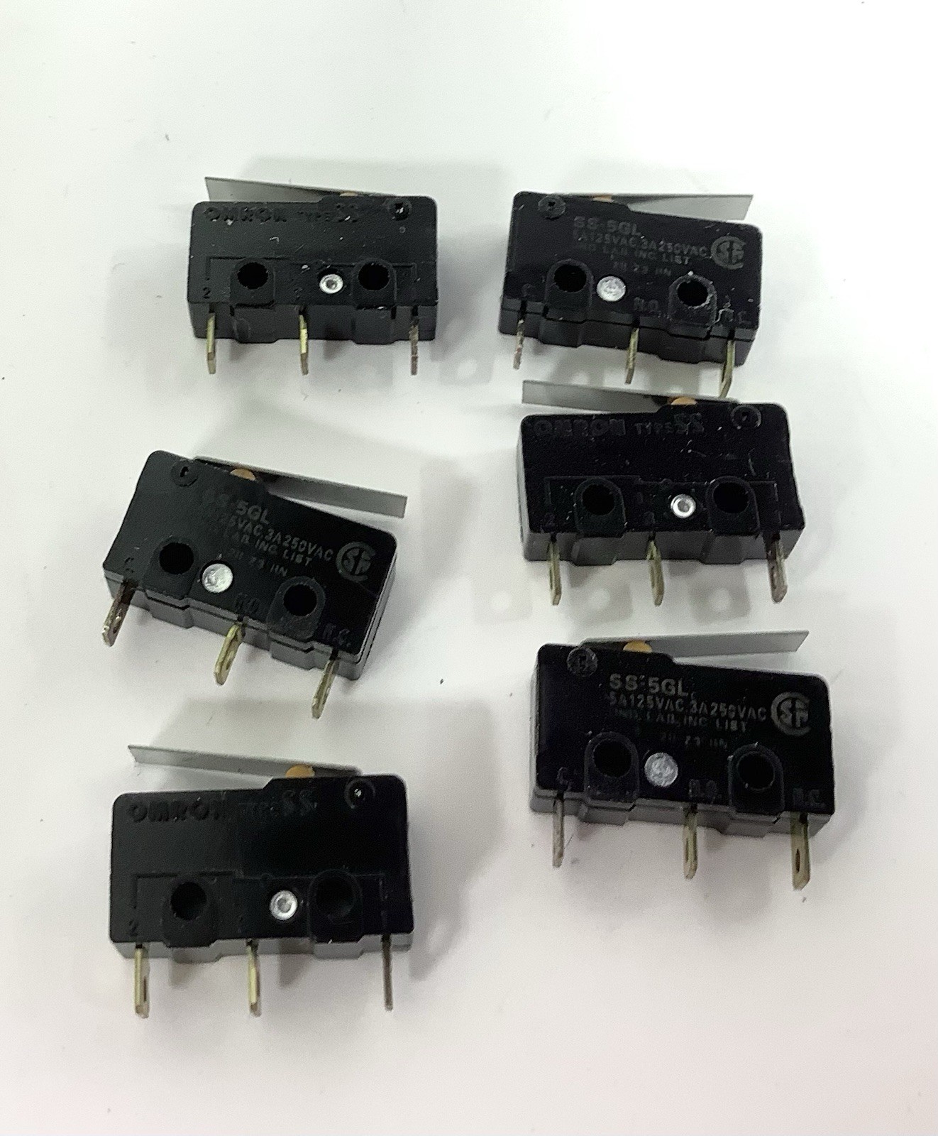 Omron Type SS 5 GL Limit Switch/ 3 Terminal Microswitch, 125VAC 250VAC , 2 each