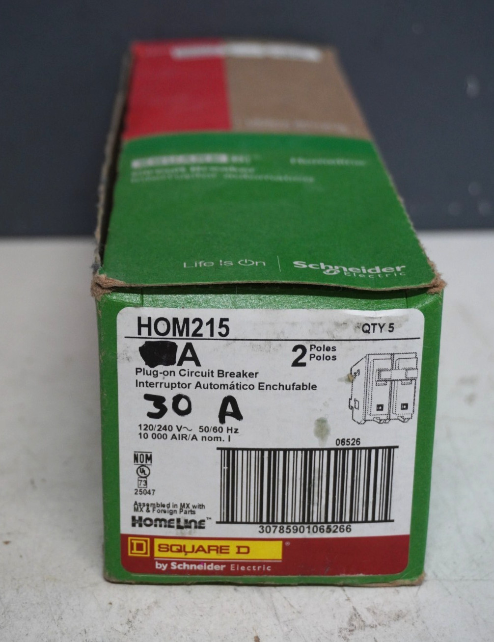 Square D Homeline 30 Amp 2-Pole Circuit Breaker(HOM230CP) 5 Pack