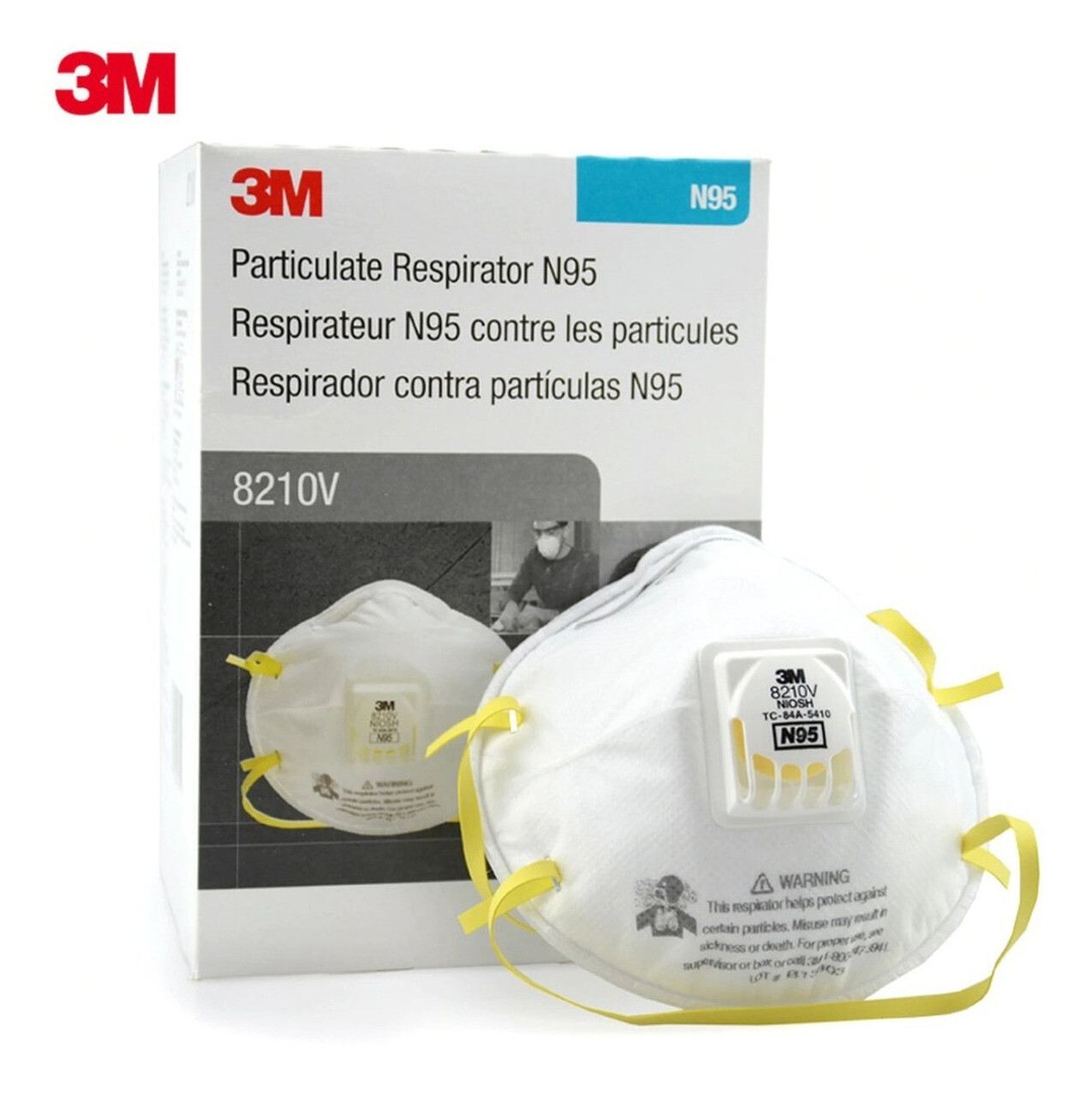 3M 8210V N95 Particulate Respirator Protective Dust Masks Exhalation Valve 10/BX