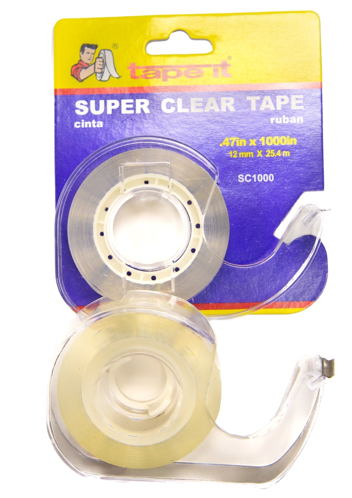 144 Rolls of Clear Tape w/ Dispenser – .47″ x 1000″ – 1.2 Mil