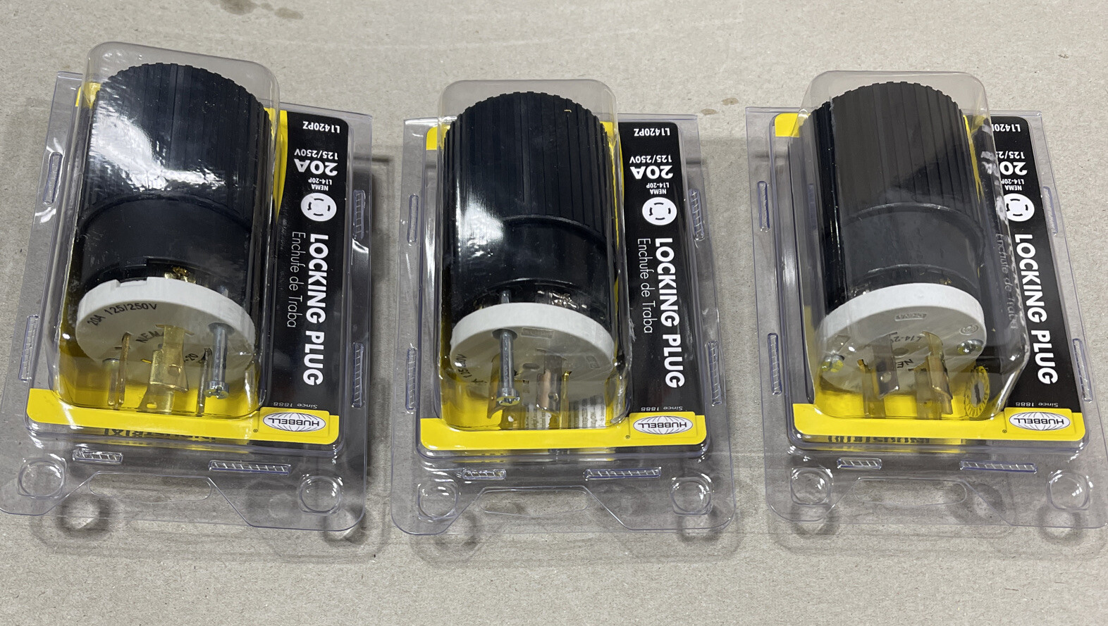 3 Pack NEMA INDUSTRIAL GRADE Locking Plug 20A 125/250V (NEMA L14-20P)