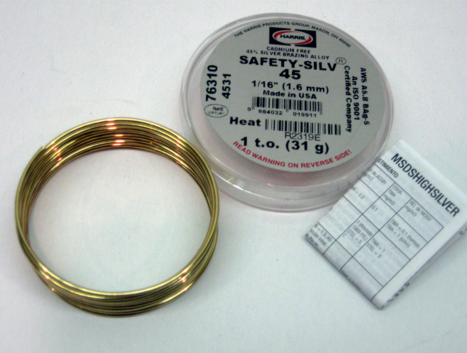 76310 Harris Safety-Silv 45 45% Silver Solder Brazing Alloy 1 Troy Ounce