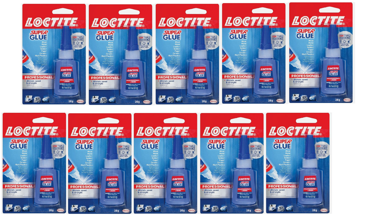 10 Pack Loctite 1365882 Liquid Professional Super Glue 20g Large Bottle