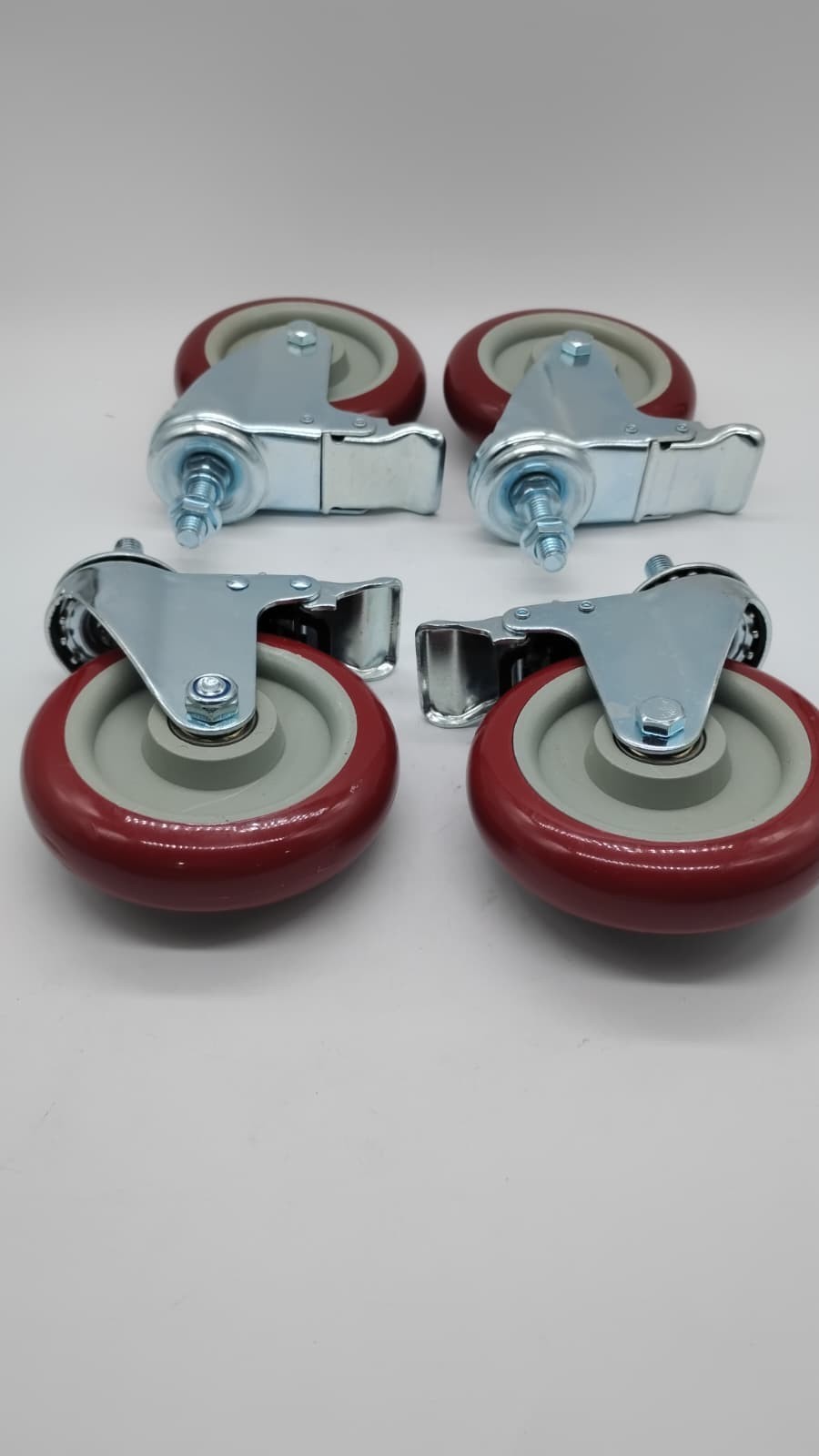 Finnhomy 5 Inch Swivel Caster Wheels Threaded Stem Heavy Duty Red 2200Lbs, 4 pk