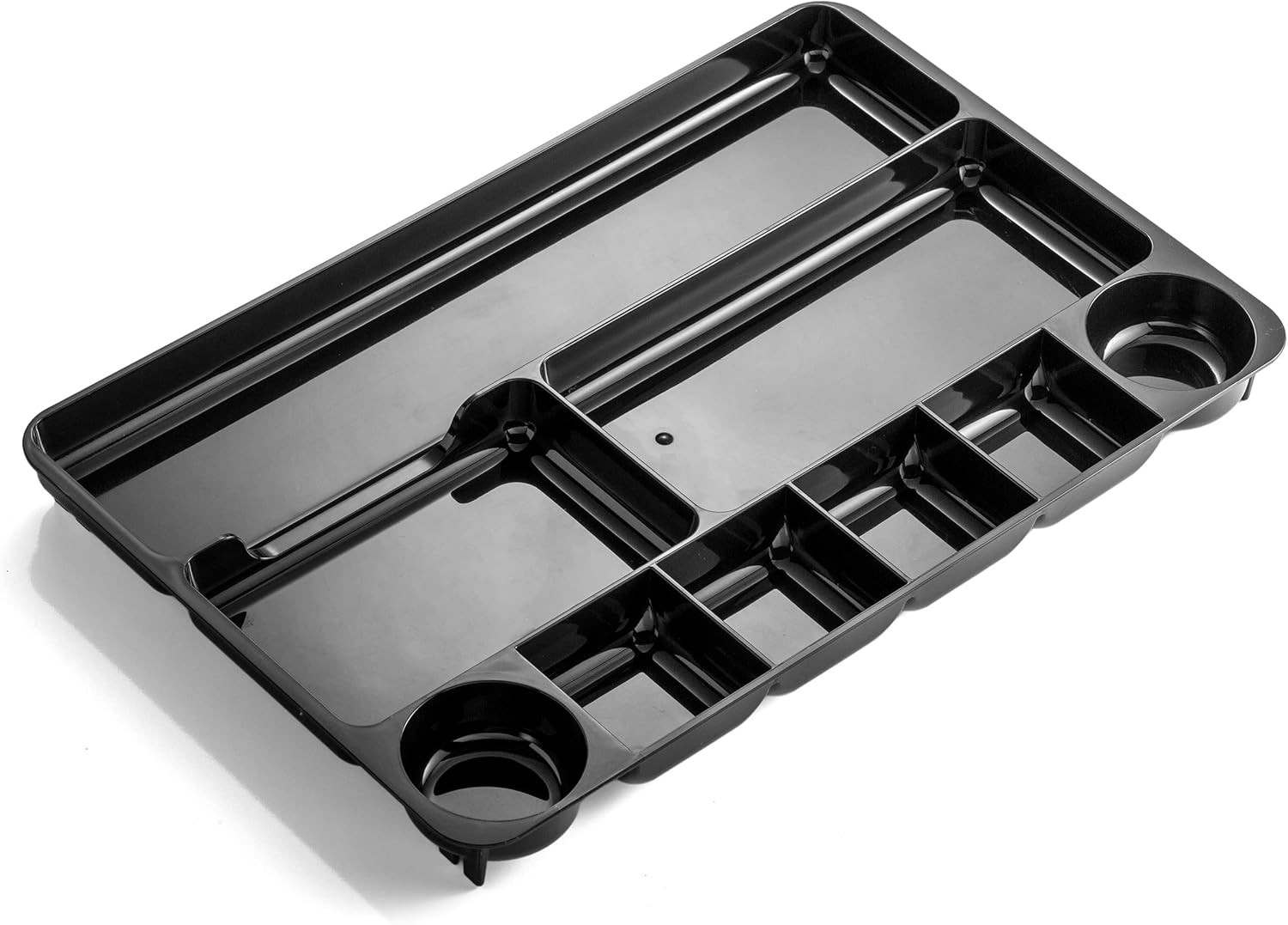 Recycled Plastic Desk Drawer Organizer, Nine Compartments, 14 X 9 X 1.13, Black