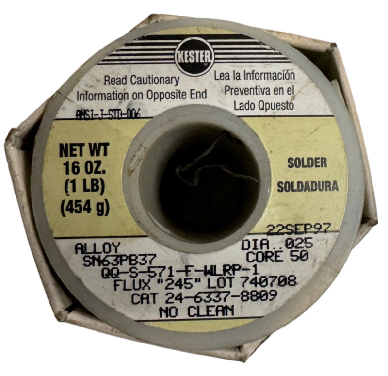 Kester SN63PB37 Solder Wire Alloy 0.025″ Diameter 1 LB Spool 24-6337-8809
