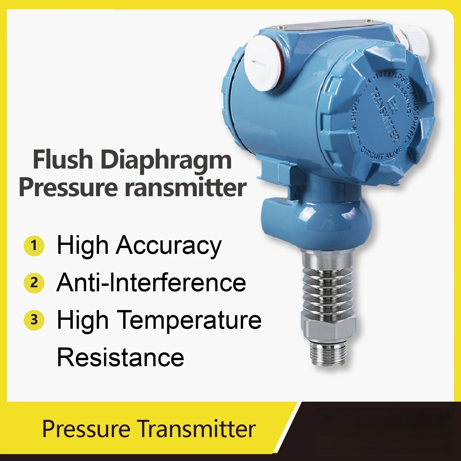 Pressure Transmitter Flush Diaphragm High Temperature 4-20mA RS485 316L Steel