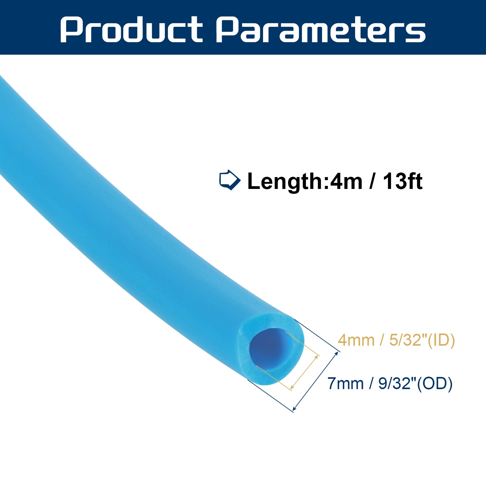 13 Ft(4M) Latex Rubber Tubing, 3/16″(4mm)ID 1/4″(7mm)OD, Blue