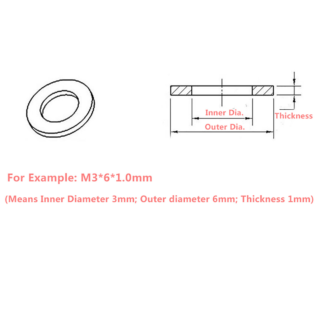 Aluminum Alloy Flat Washers Gasket Discs Inner Ø3mm * Outer Ø6mm Multi-Colors