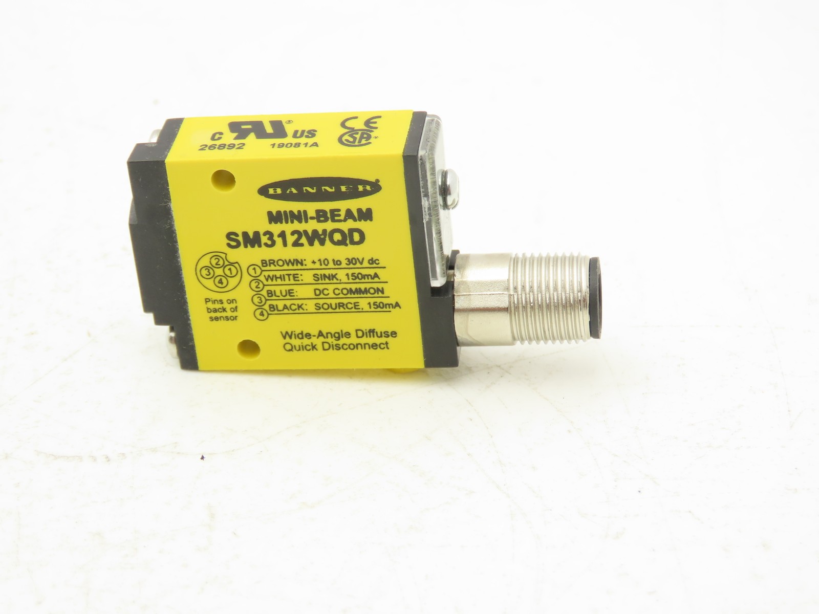 Banner SM312WQD Mini-Beam Divergent Diffuse Standard Sensor 130mm 10-30VDC