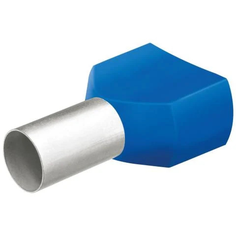 97 99 374 Twin Wire-End Ferrules with Plastic Collar 2×2, 5mm 100 Pcs. in Blue