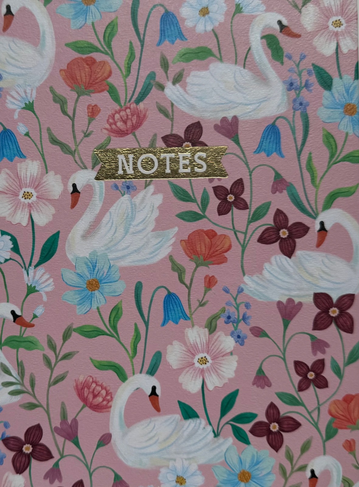 Clementine Twin Wire Hard Cover Spiral Journal Notebook Floral Swan «Notes»