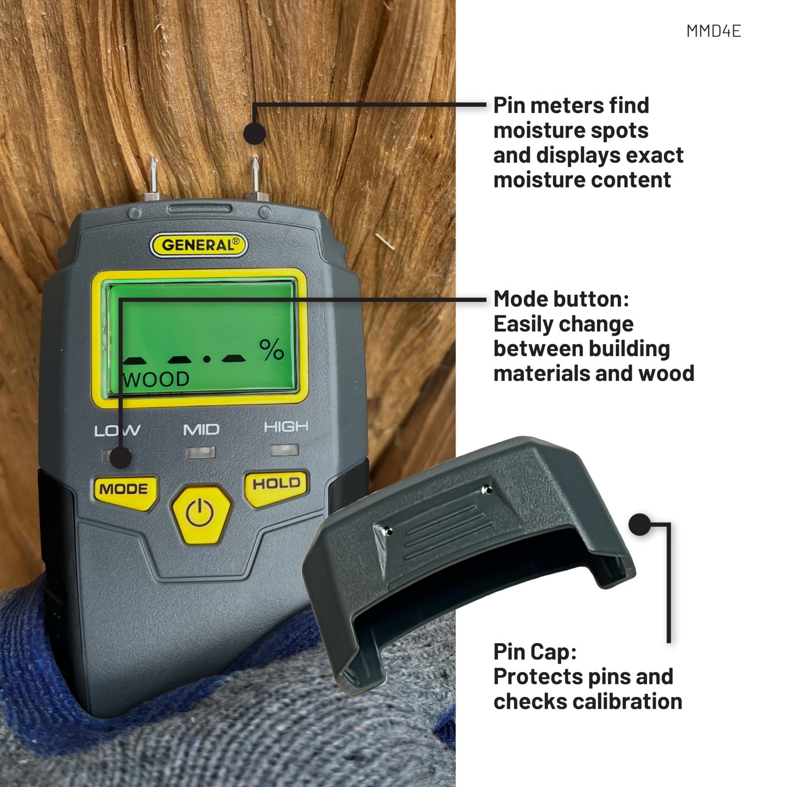 Digital Moisture Meter & Water Leak Detector – Pin Type, Backlit LCD, Alerts