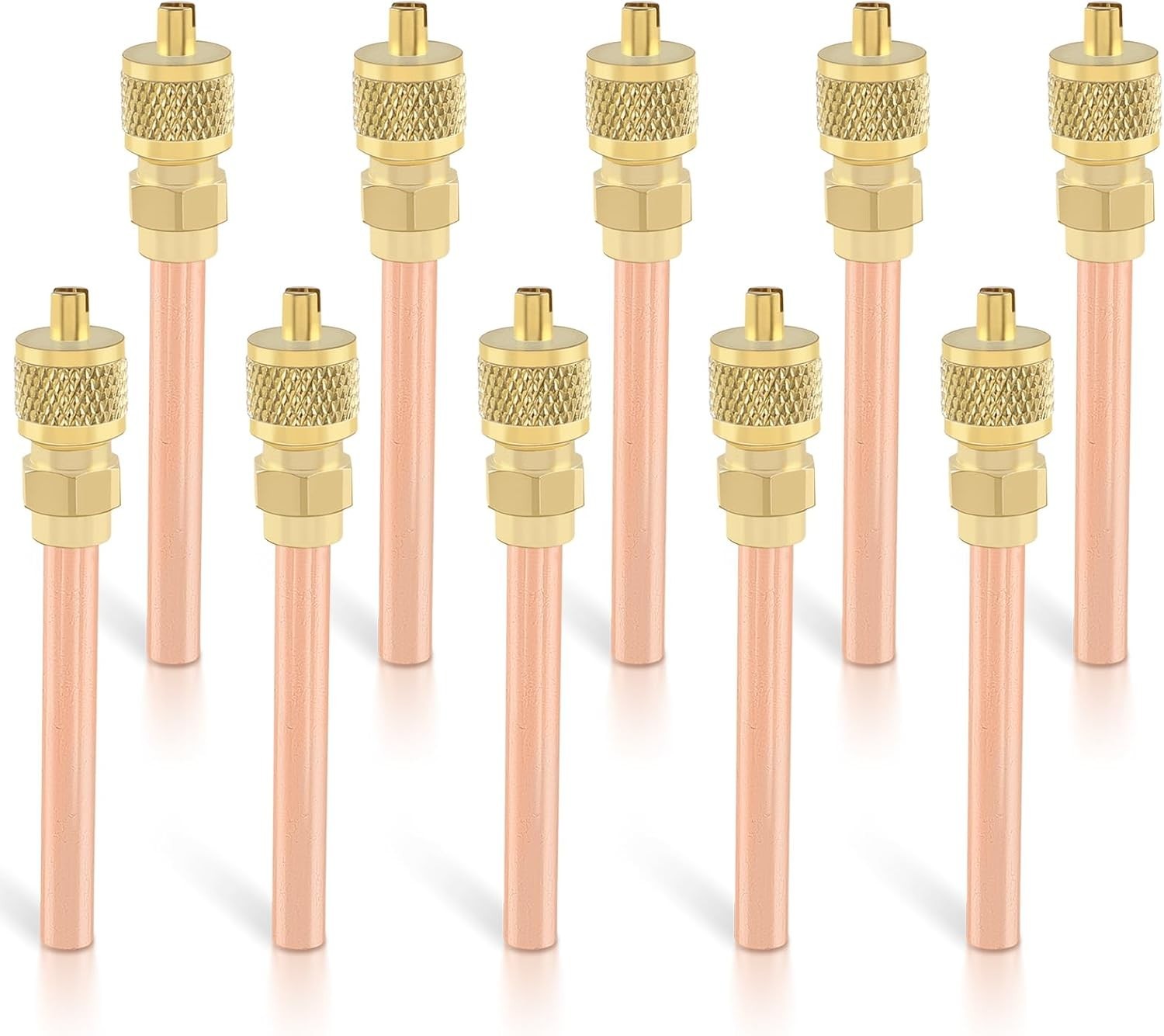 10-Piece Schrader Valve Set, 1/4″ SAE for Efficient HVAC Refrigeration Systems