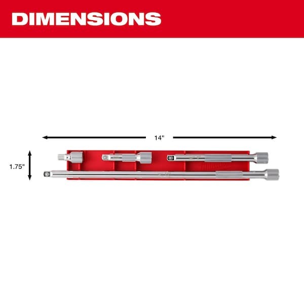 Milwaukee Tool 48-22-9341 4 Pc. 3/8 In. Drive Extension Set